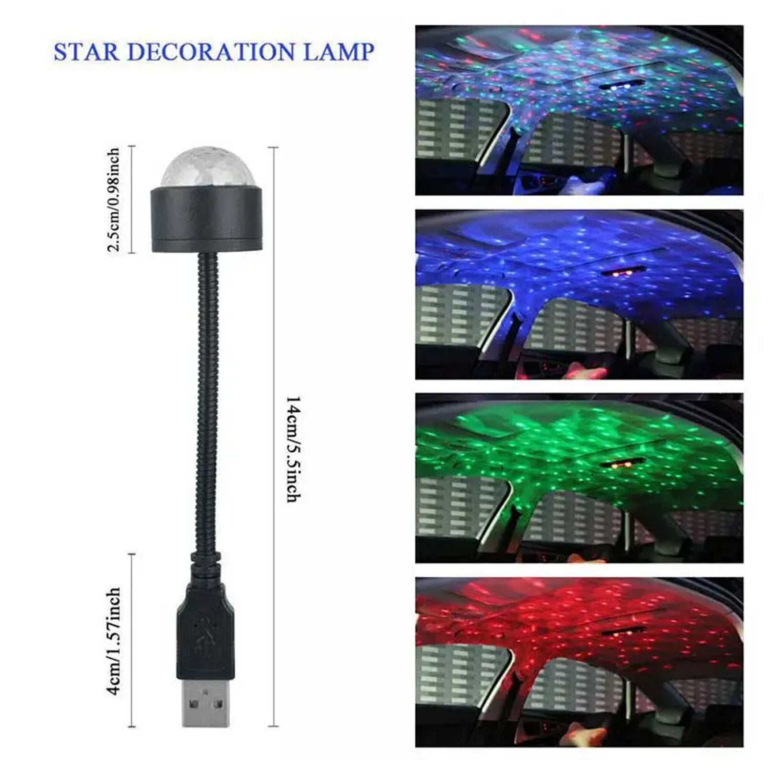 7397 USB Star Night Light Projector and Mini Disco Ball Light, Adjustable Auto Roof Interior Car Ceiling Lights, Flexible Atmosphere Strobe Light Decorations for Bedroom Car Party Ceiling Eshaan Traders