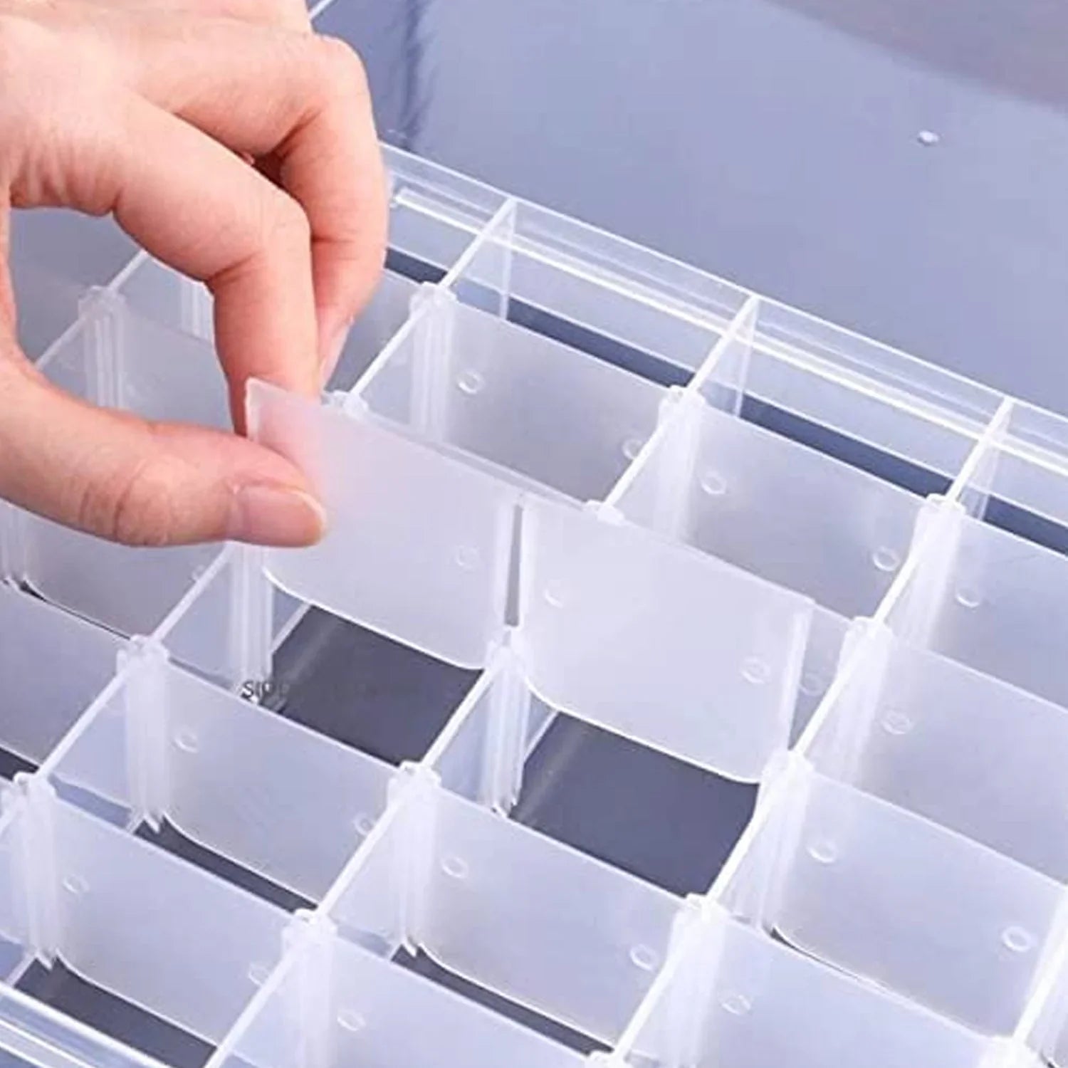 7673a 36 Grids Clear Plastic Organizer Jewelry Storage Box with Adjustable Dividers, Transparent Organizer Box (1pc) Eshaan Traders