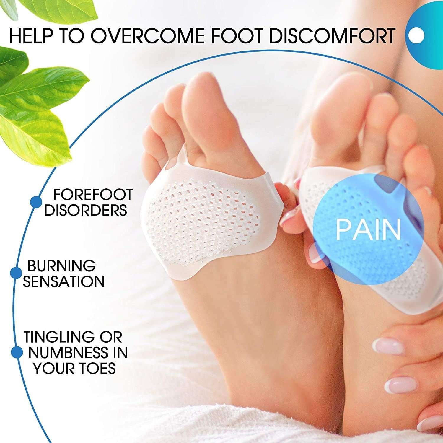 6862 Silicone Front Foot Pad Anti-Slip Insole for Pain Relief, for Forefoot Pain, Calluses, Blisters, Forefoot Cushioning Relief- Men Women (1 Pair) Eshaan Traders