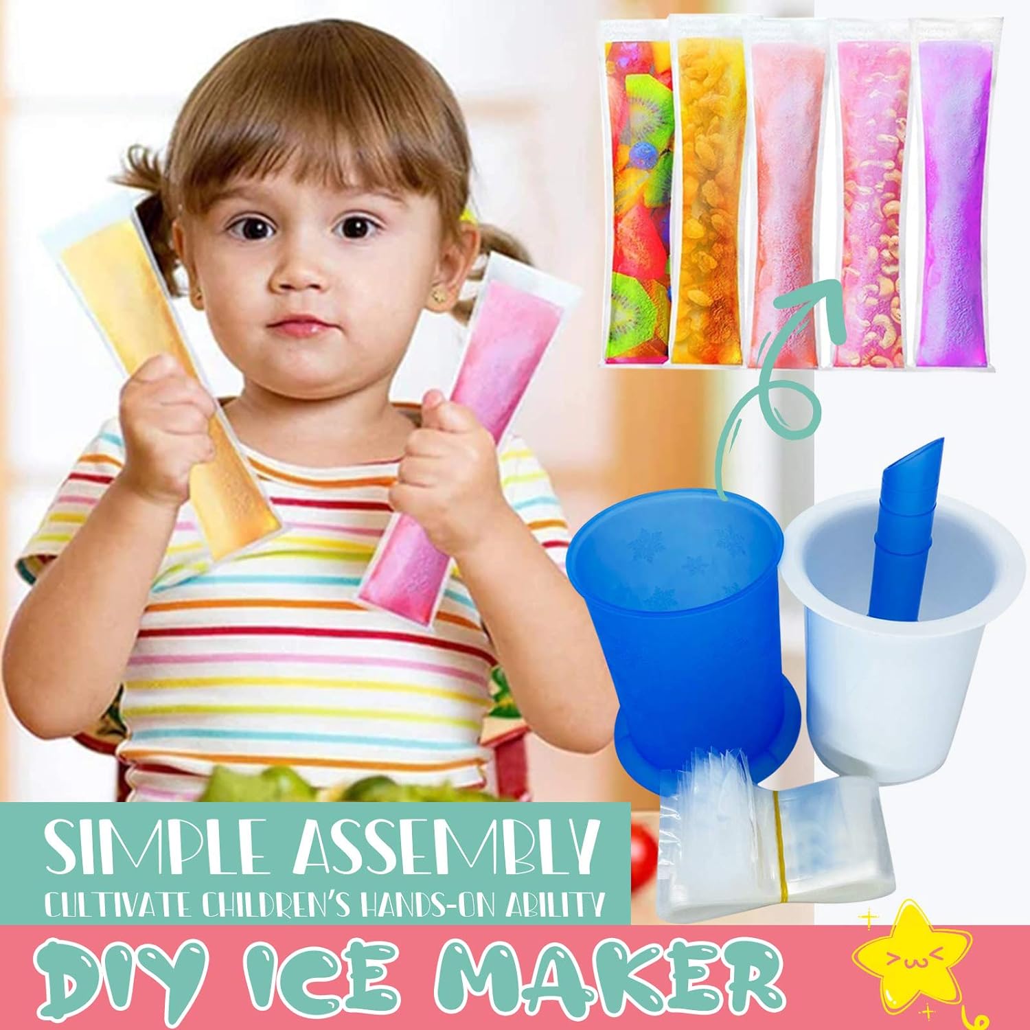 5512 Homemade Popsicle Maker Manual Ice Cream Machine With Approx 20 Pcs Packing Bag Popsicle Mold Convenient Maker Manual Ice Cream Machine For Kids Adults DIY, Reusable Eshaan Traders