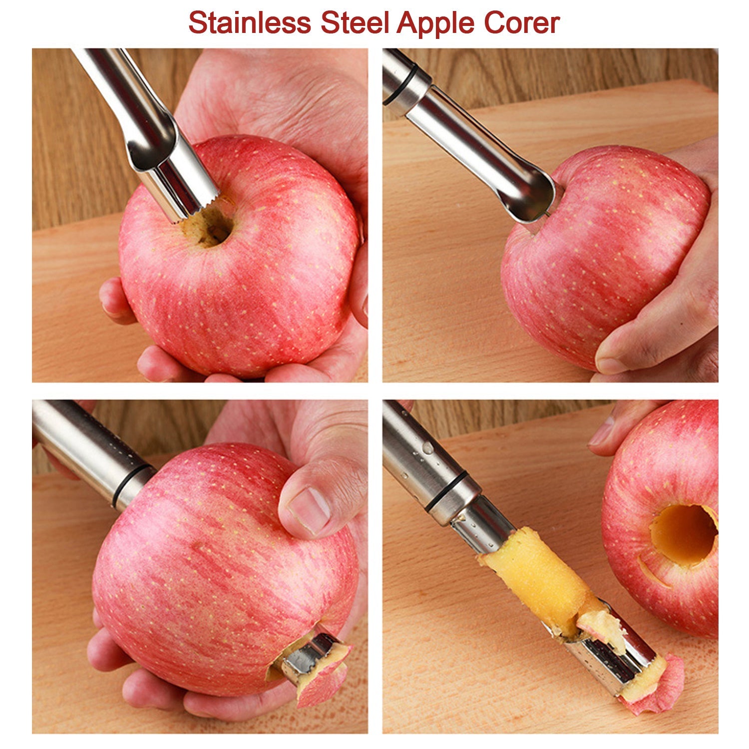 5506 Fruit Core Stainless Steel Set, Core Remover for Apple and Pear, Kitchen Prep Tool Fruit Core Remover Tool with Soft Handle, Apple Corer Stainless Steel, Kitchen Gadget Dishwasher Safe Eshaan Traders