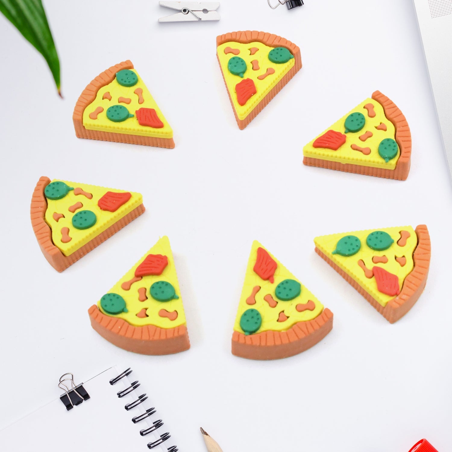 4347 3D Pizza Slices Kids Favourite Food Eraser, Pizza 7 slice eraser for kids Adults fast food lover Stationary Kit Fancy & Stylish Colorful Erasers, for Return Gift, Birthday Party, School Prize Eshaan Traders