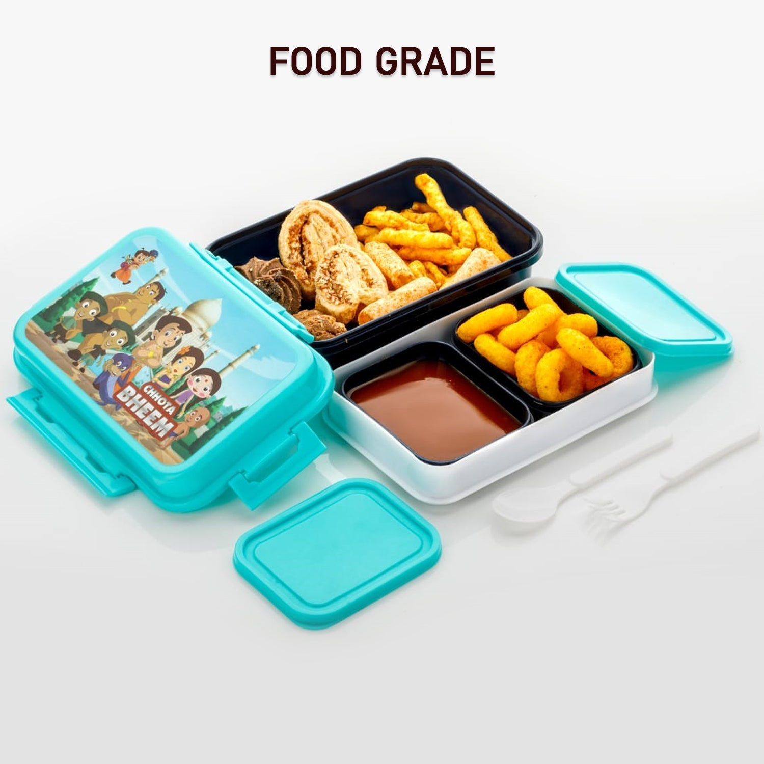 5238 Kids Lunch Box & Air Tight-BPA Free-Inter Lock with 4 Compartment Insulated Lunch Box Plastic Tiffin Box for Boys, Girls & School DeoDap