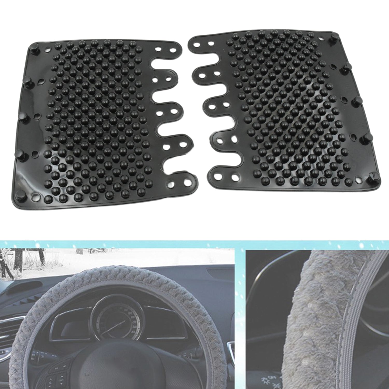 Silicon Car Massage Steering Cover High Quality Silicon Massger Pad Suitable For All Car (2 Pc Set) Eshaan Traders