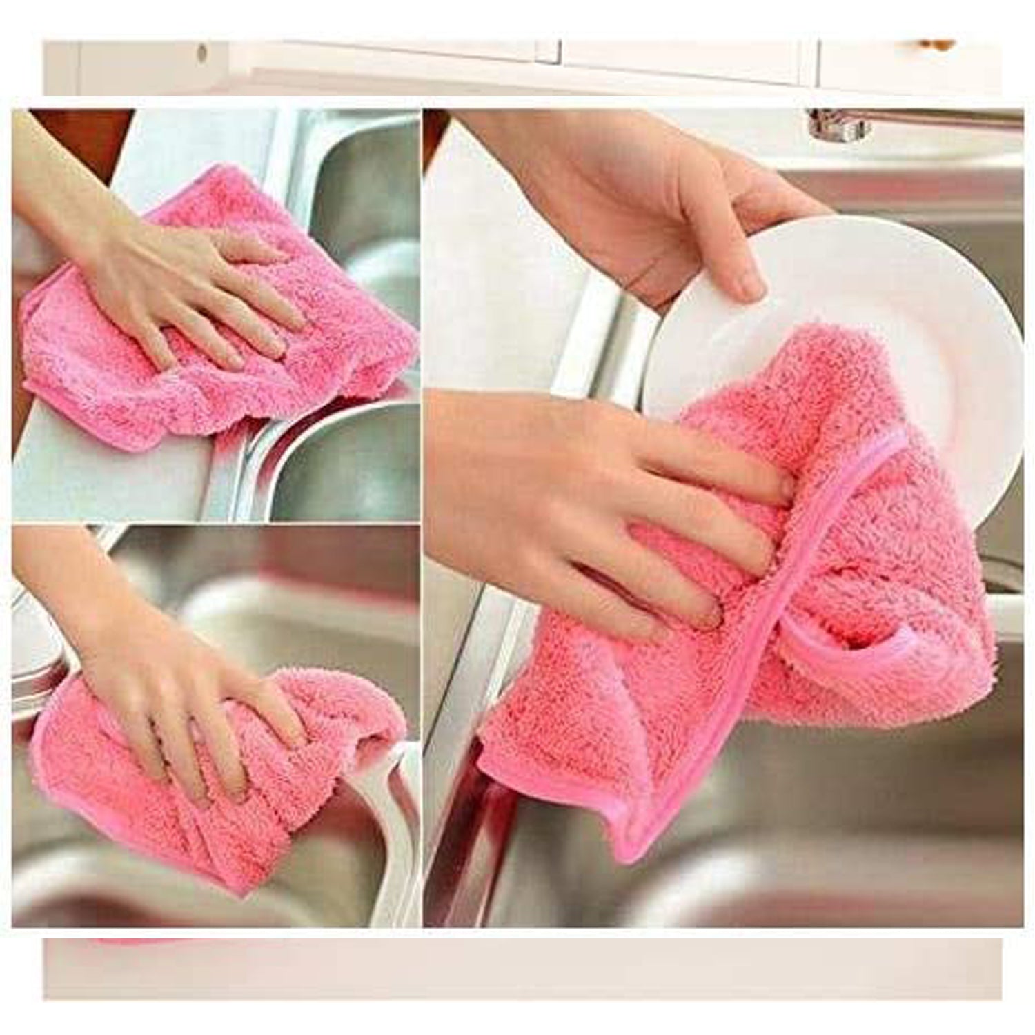 6203  Microfiber wash Basin Hanging Hand Kitchen Towel Napkin Microfiber Cloth Cartoon Animal Hanging Dishcloths Kitchen Accessories ( 1pc ) DeoDap