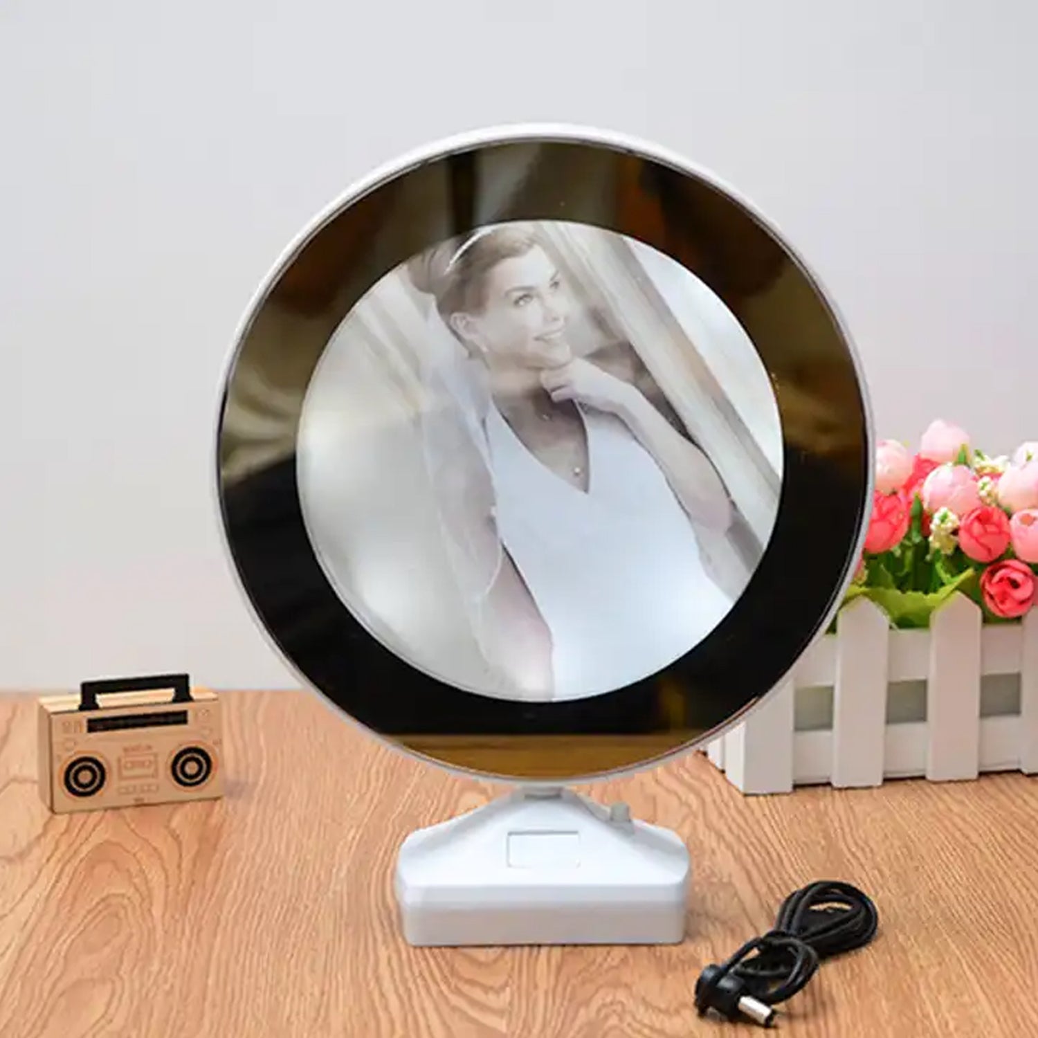 Plastic 2 in 1 Mirror Come Photo Frame with Led Light Eshaan Traders