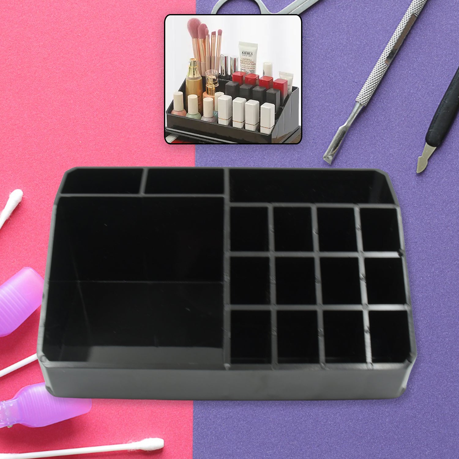 6092 Cosmetic Organiser 16 Compartment Cosmetic Makeup Storage Organiser Box Eshaan Traders