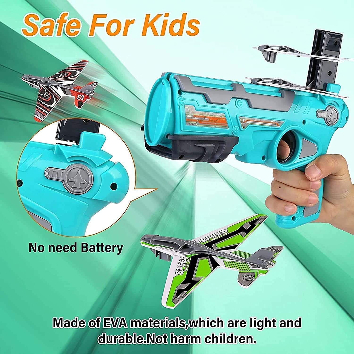 4413A Airplane Launcher Gun Toy with Foam Glider Planes, Outdoor Games for Children, Best Aeroplane Toys for Kids, Air Battle Gun Toys  ( 5 Plane Include ) DeoDap