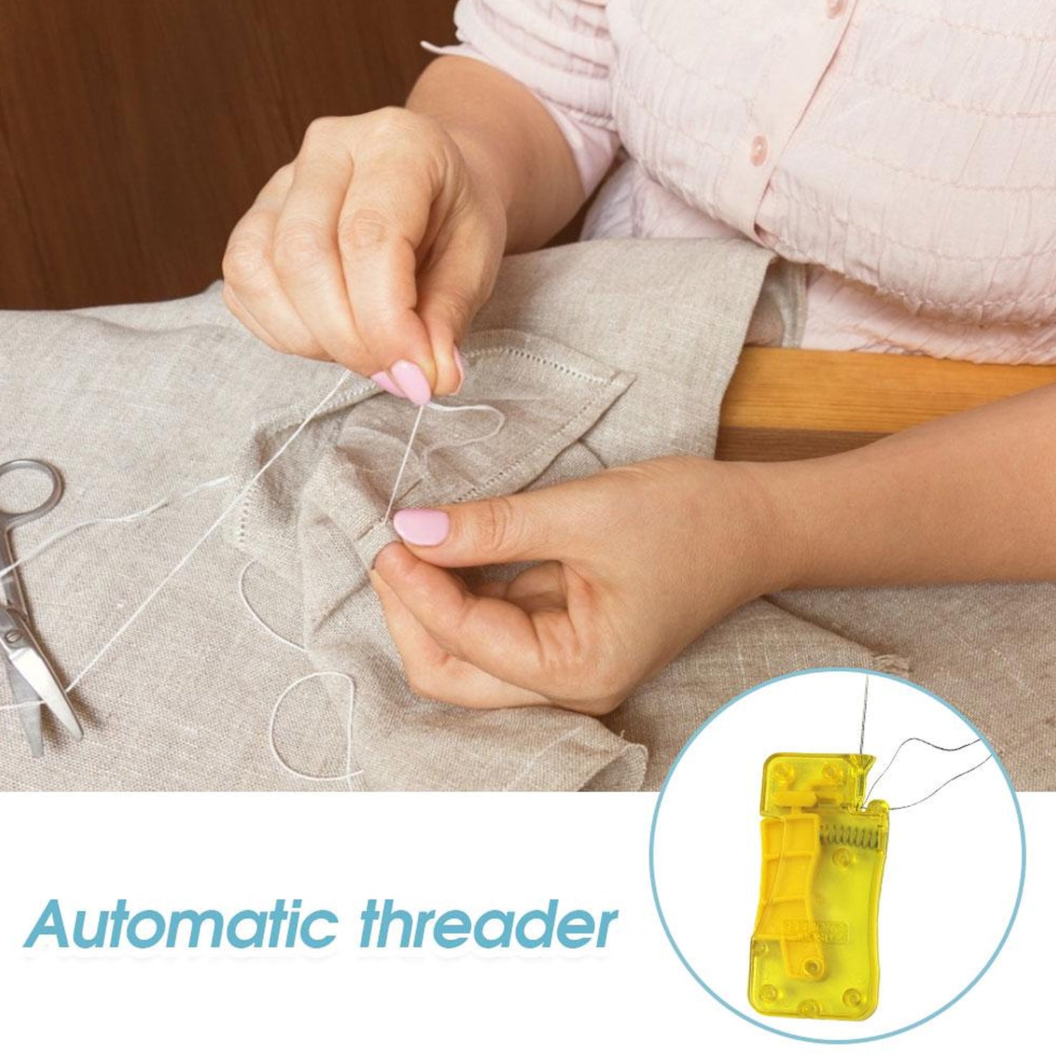 8456 Needle Threader, Stylish Appearance Comfortable Grip Lightweight Portable Automatic Needle Threader for Sewing for Home (1 Pc) Eshaan Traders