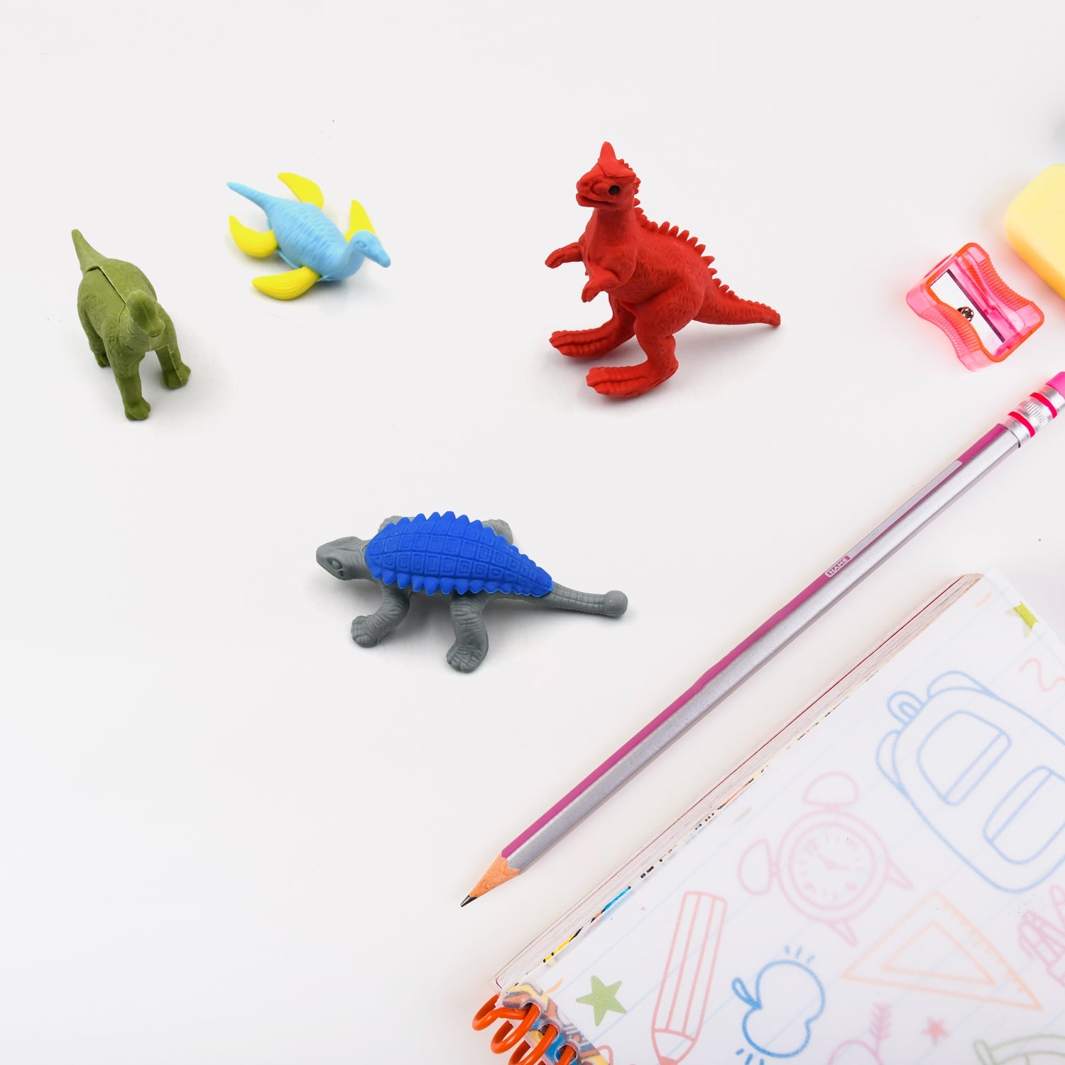 4634 Small Dinosaur Shaped Erasers Animal Erasers for Kids, Dinosaur Erasers Puzzle 3D Eraser, Desk Pets for Students Classroom Prizes Class Rewards Party Favors for Toddlers, Soft Non-Dust Stationery Activity Toy, for School Supplies (4 Pc Set) Eshaan Traders