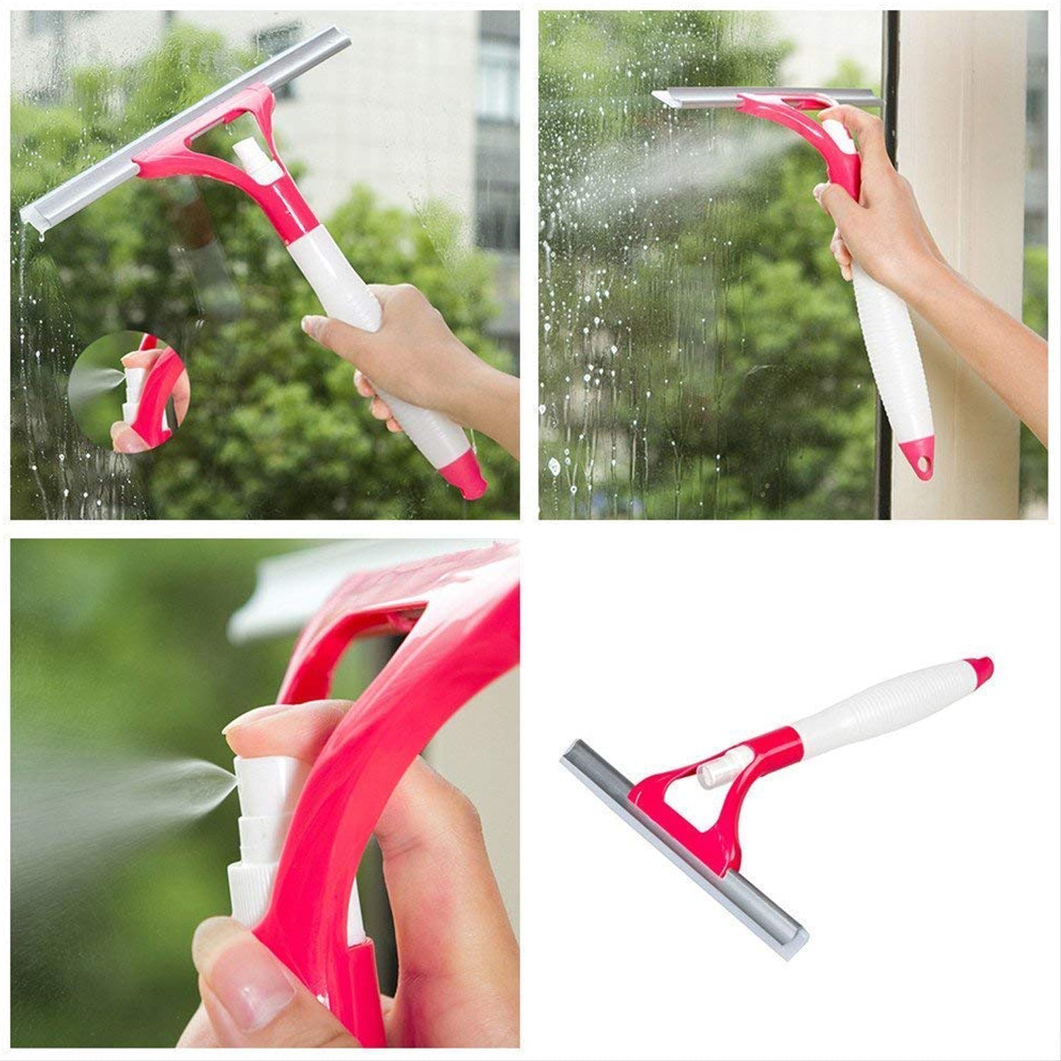 0620 Home Practical Washing brush Magic Spray type cleaning brush with Spray Bottle, glass wiper window clean shave glass sponge car window cleaning (1 Pc) Eshaan Traders