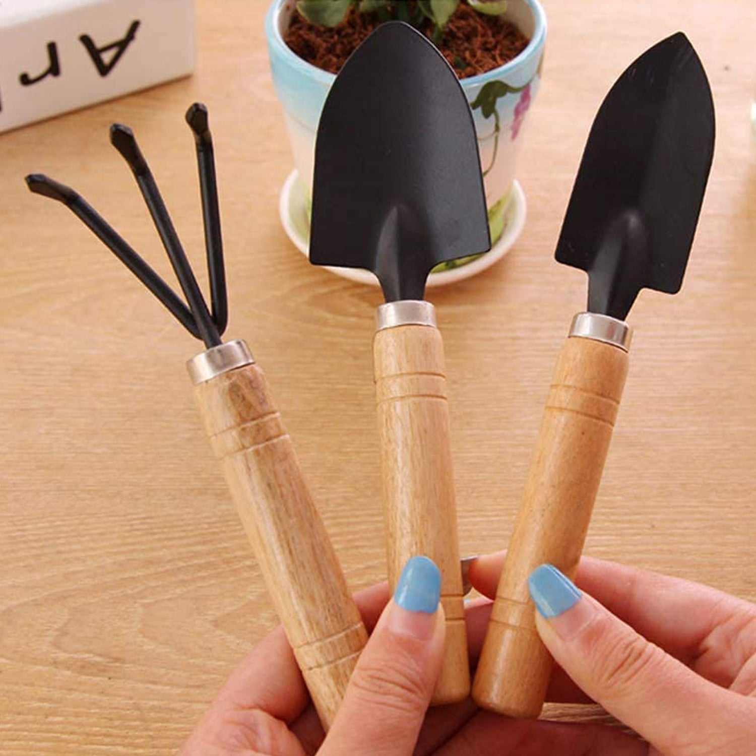 0541 Small sized Hand Cultivator, Small Trowel, Garden Fork (Set of 3) Eshaan Traders