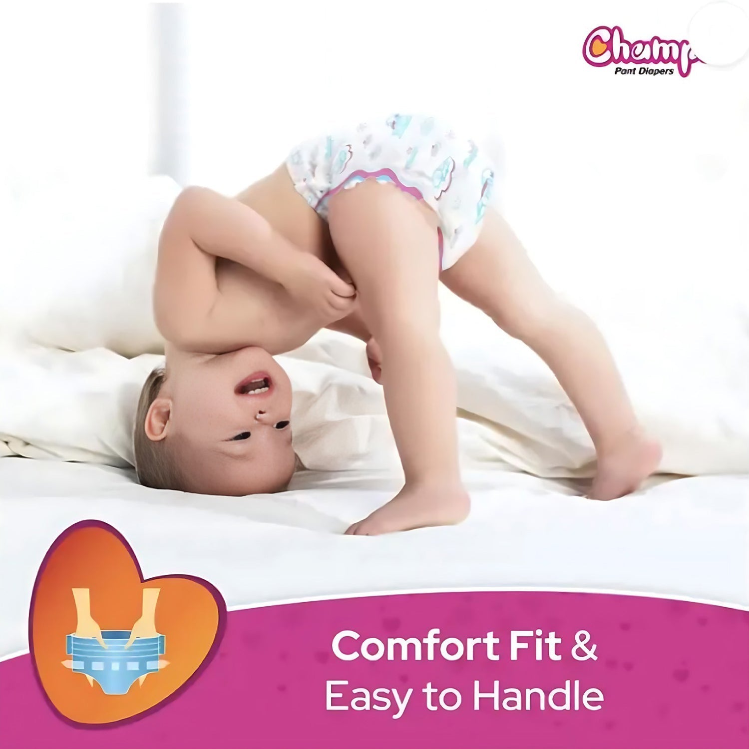 0975 Small Champs Dry Pants Style Diaper- Small (10 pcs) Best for Travel  Absorption, Champs Baby Diapers, Champs Soft and Dry Baby Diaper Pants (S,10 Pcs ) Eshaan Traders