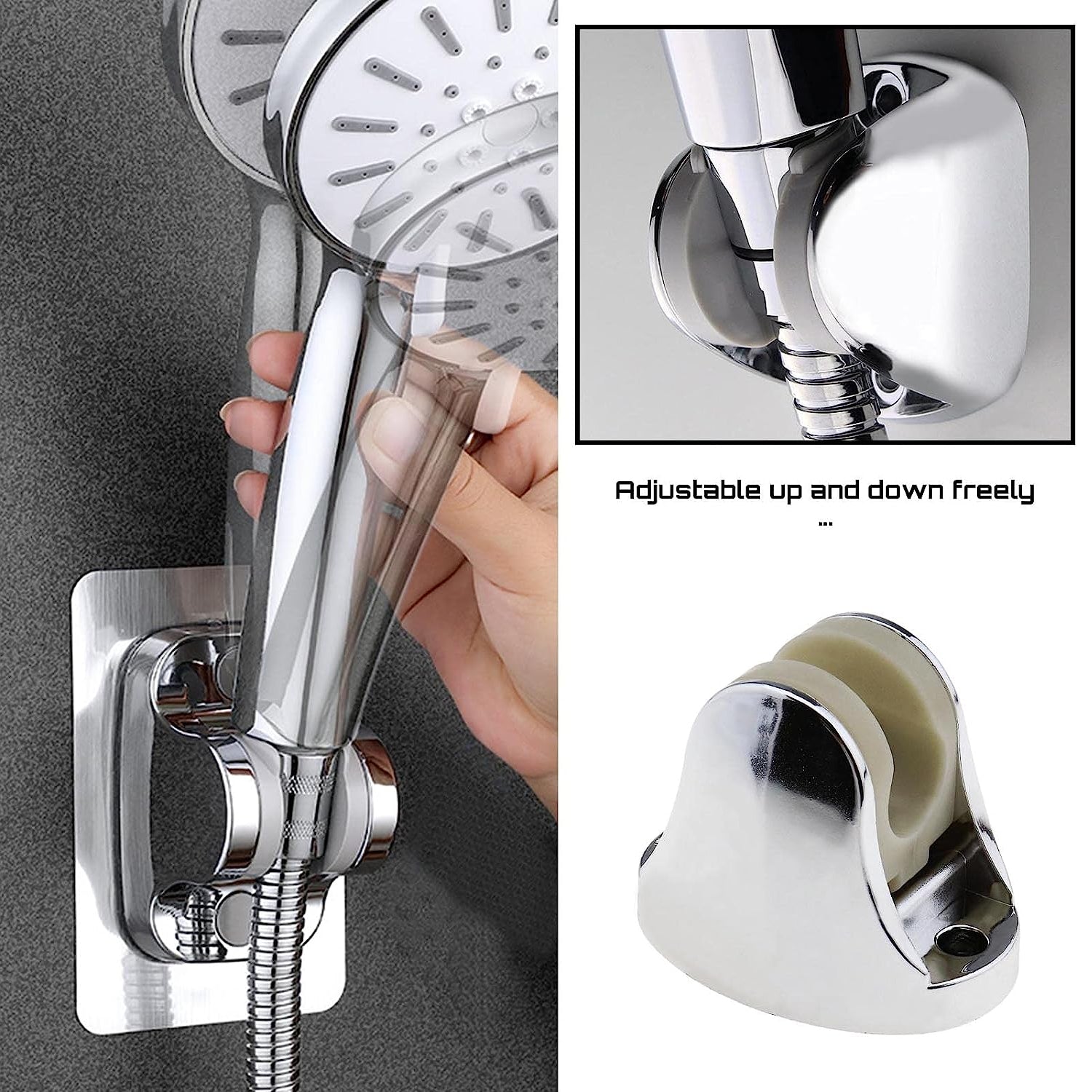 6255A  Adjustable Hand Shower Holder with Fixing Screws Adjustable Bracket for Bathroom Eshaan Traders