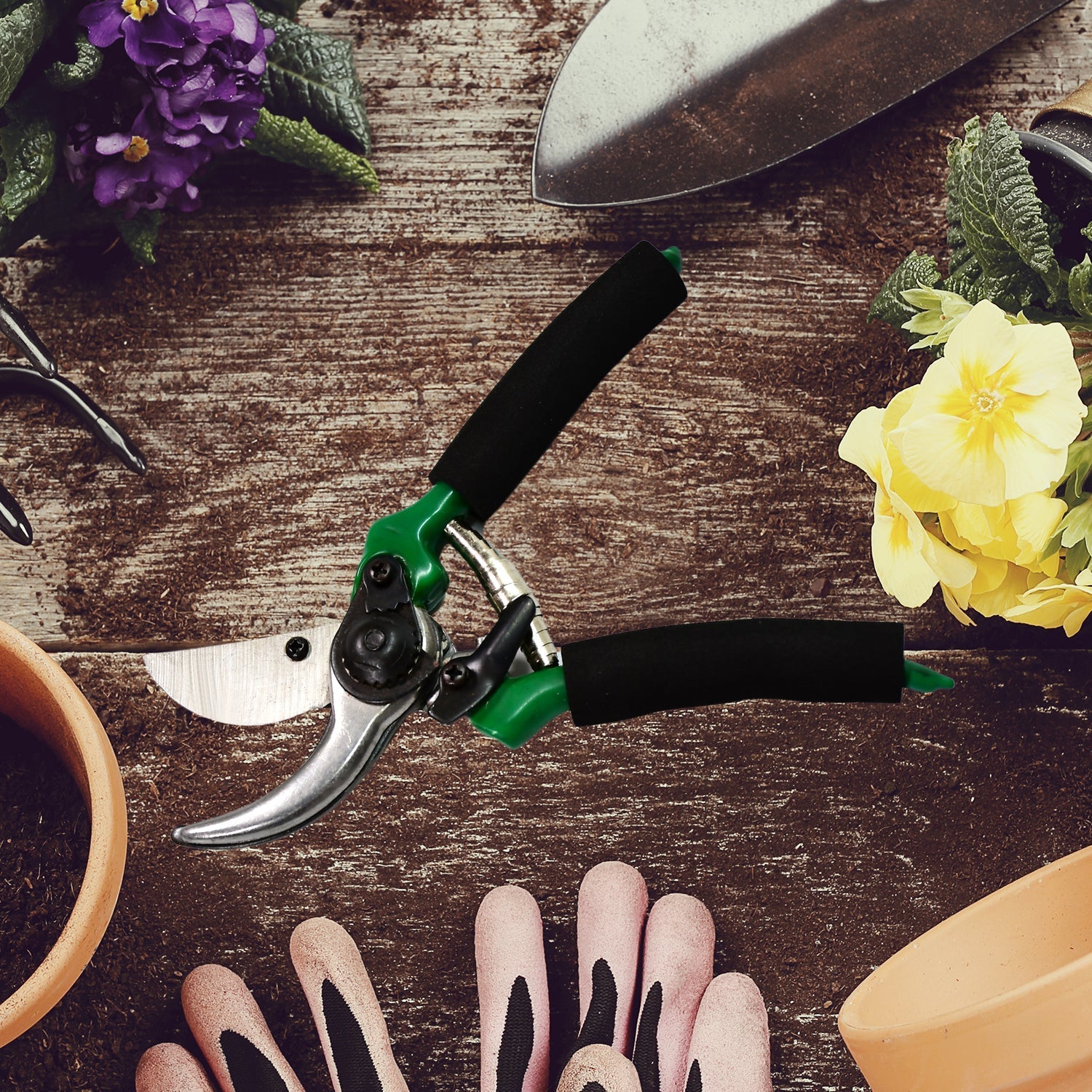 9083 GREEN GARDEN SHEARS SHARP CUTTER PRUNERS SCISSOR, PRUNER. DeoDap