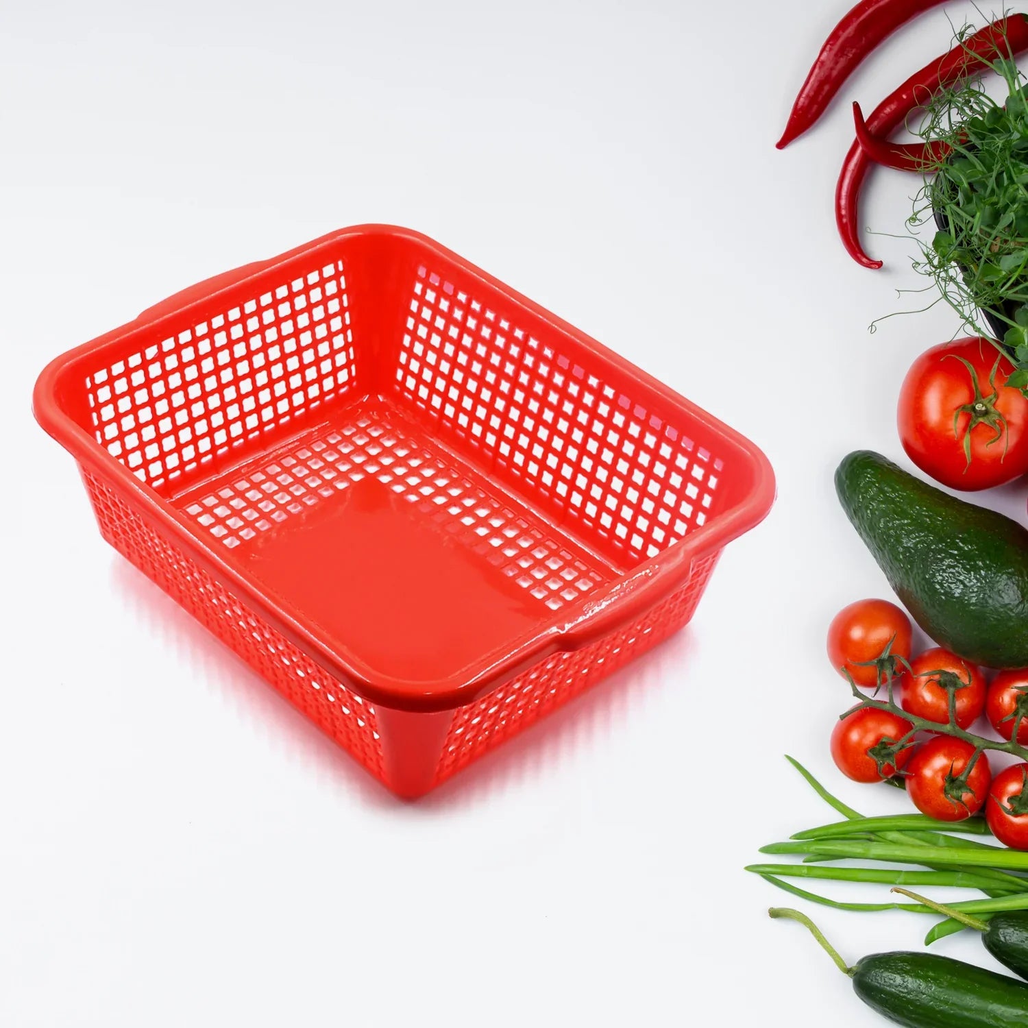 5542 Plastic 1 Pc Kitchen Small Size Dish Rack Drainer Vegetables and Fruits Washing Basket Dish Rack Multipurpose Organizers (29x22CM Mix Color) Eshaan Traders