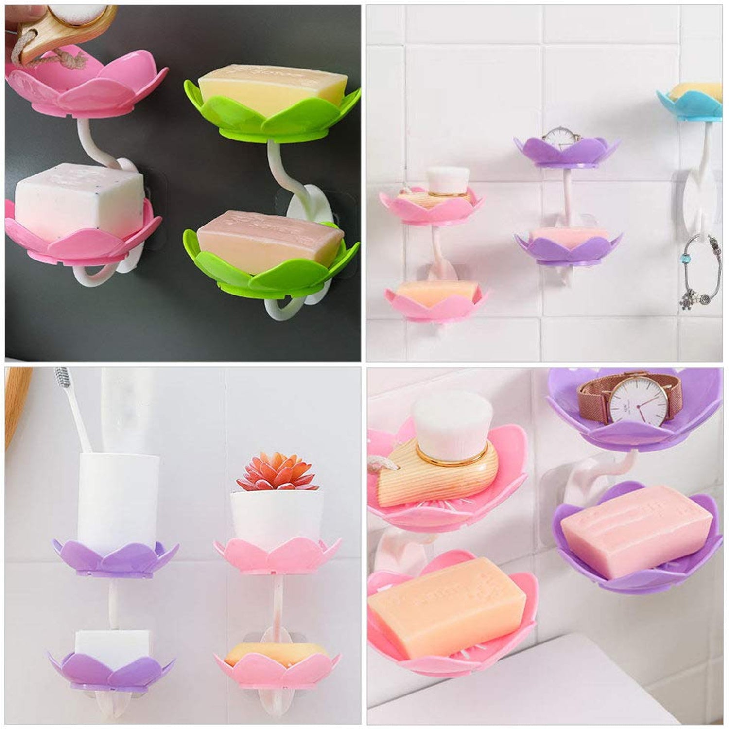 7963 Dabble Layer Flower Self Draining Soap Dish Holder, Bathroom Shower Soap Holder Dish Storage Plate Tray for Bathroom, Kitchen, Bathtub Eshaan Traders