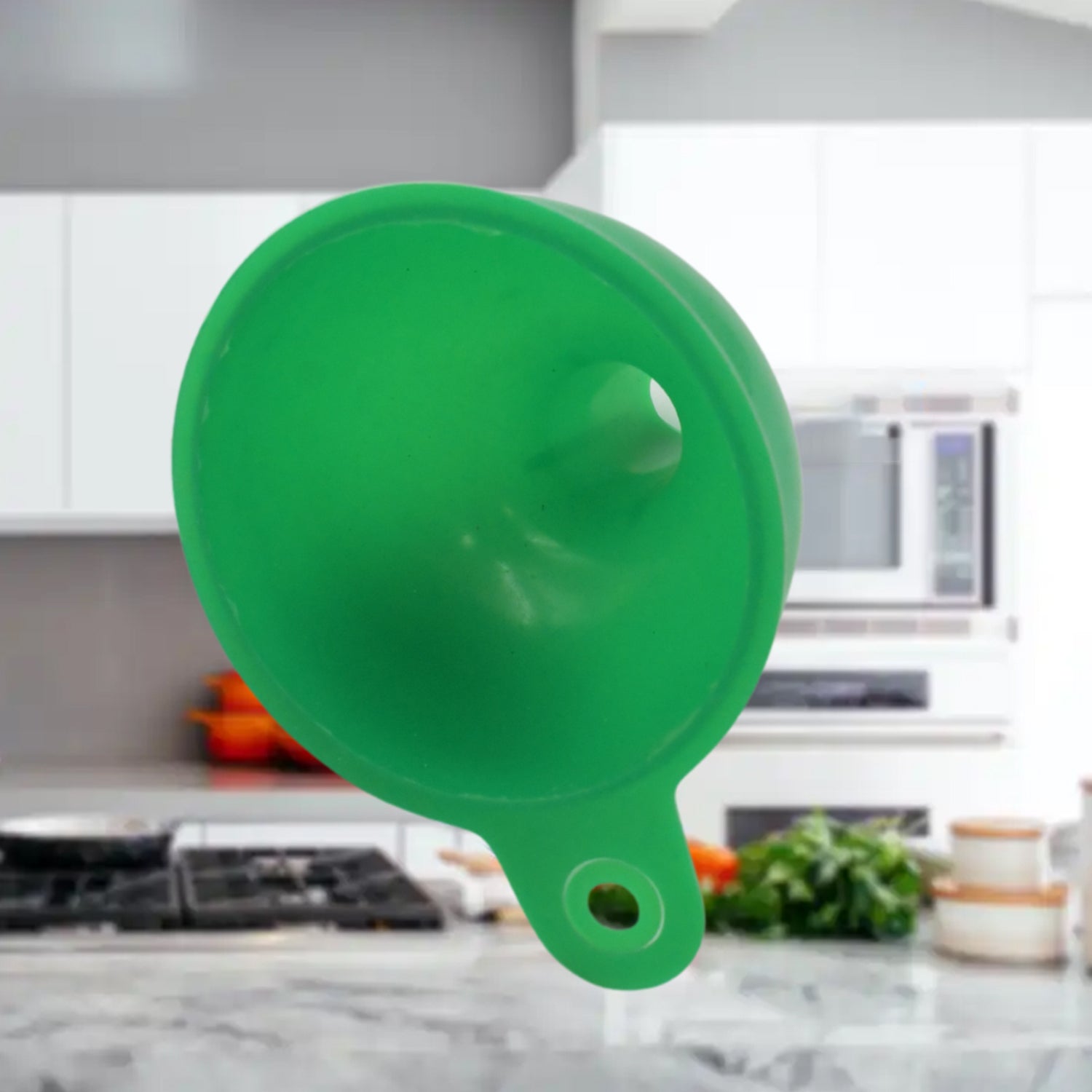 4237 Silicone Funnel For Pouring Oil, Sauce, Water, Juice And Small Food-GrainsFood Grade Silicone Funnel (1 Pc Green) Eshaan Traders