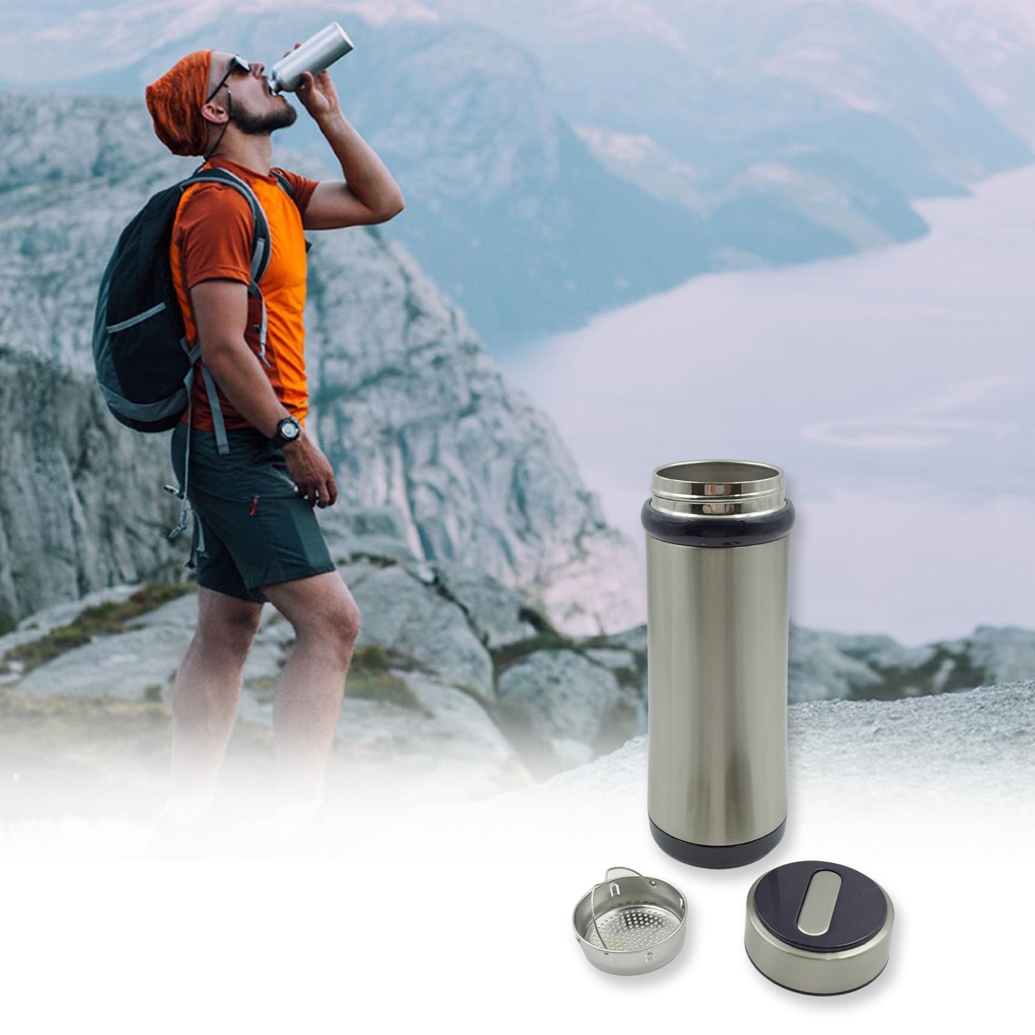 8376 Stainless Steel Water Bottle, Fridge Water Bottle, Stainless Steel Vacuum Cup, Leak Proof, Rust Proof, Cold & Hot Thermos steel Bottle| Leak Proof | Office Bottle | Gym | Home | Kitchen | Hiking | Trekking | Travel Bottle (450 ML) Eshaan Traders