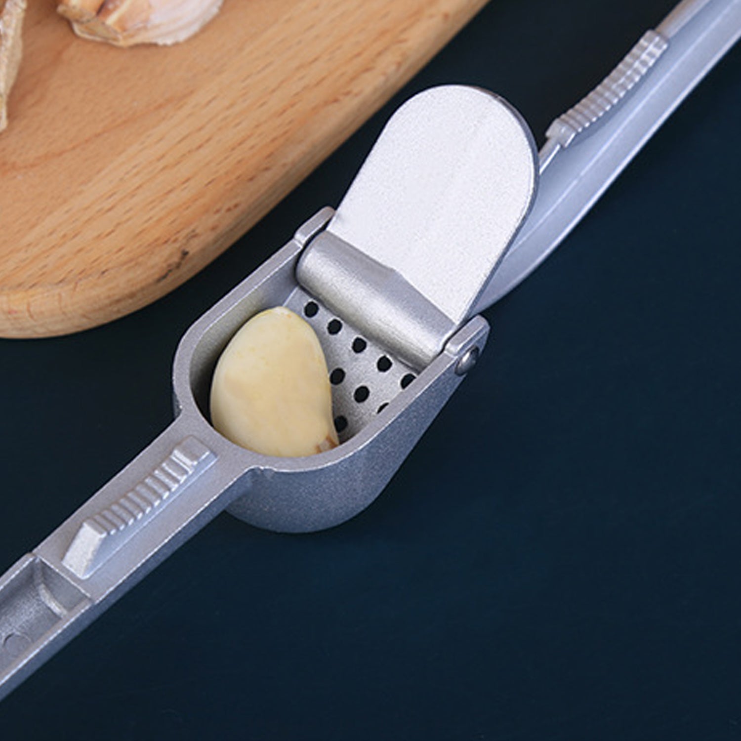 7030A Garlic Press All Aluminum Easy to Use with Light Weight without Difficulty Cooking Baking, Kitchen Tool, Dishwaher Safe Eshaan Traders