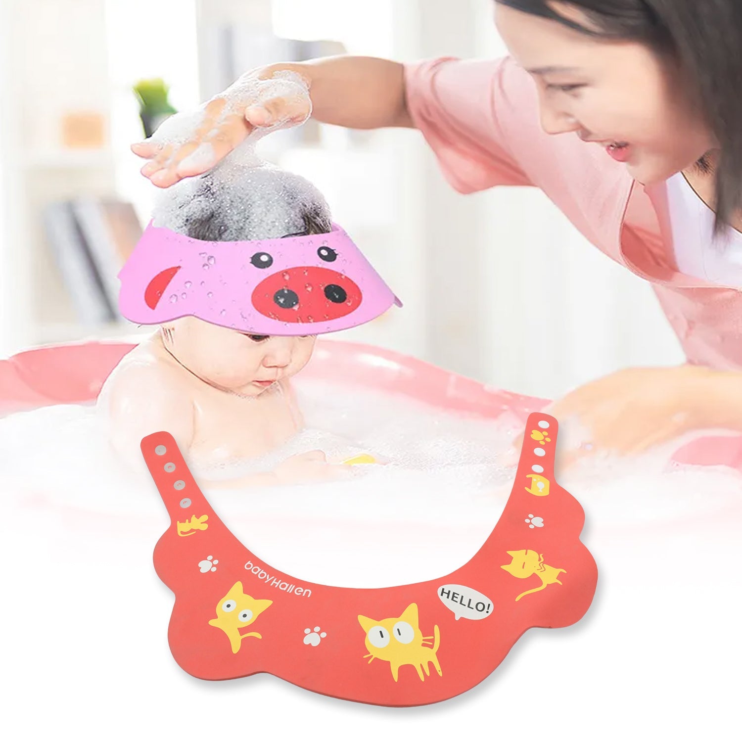 6990 Baby Shower Cap Adjustable Silicone Shower Visor Bathing Hat Shampoo Caps Soft Stretchy Safety Bath Hats Protect Eyes Ears for Kids, Baby Bath Cap Shower Protection for Eyes and Ear (1 Pc) Eshaan Traders