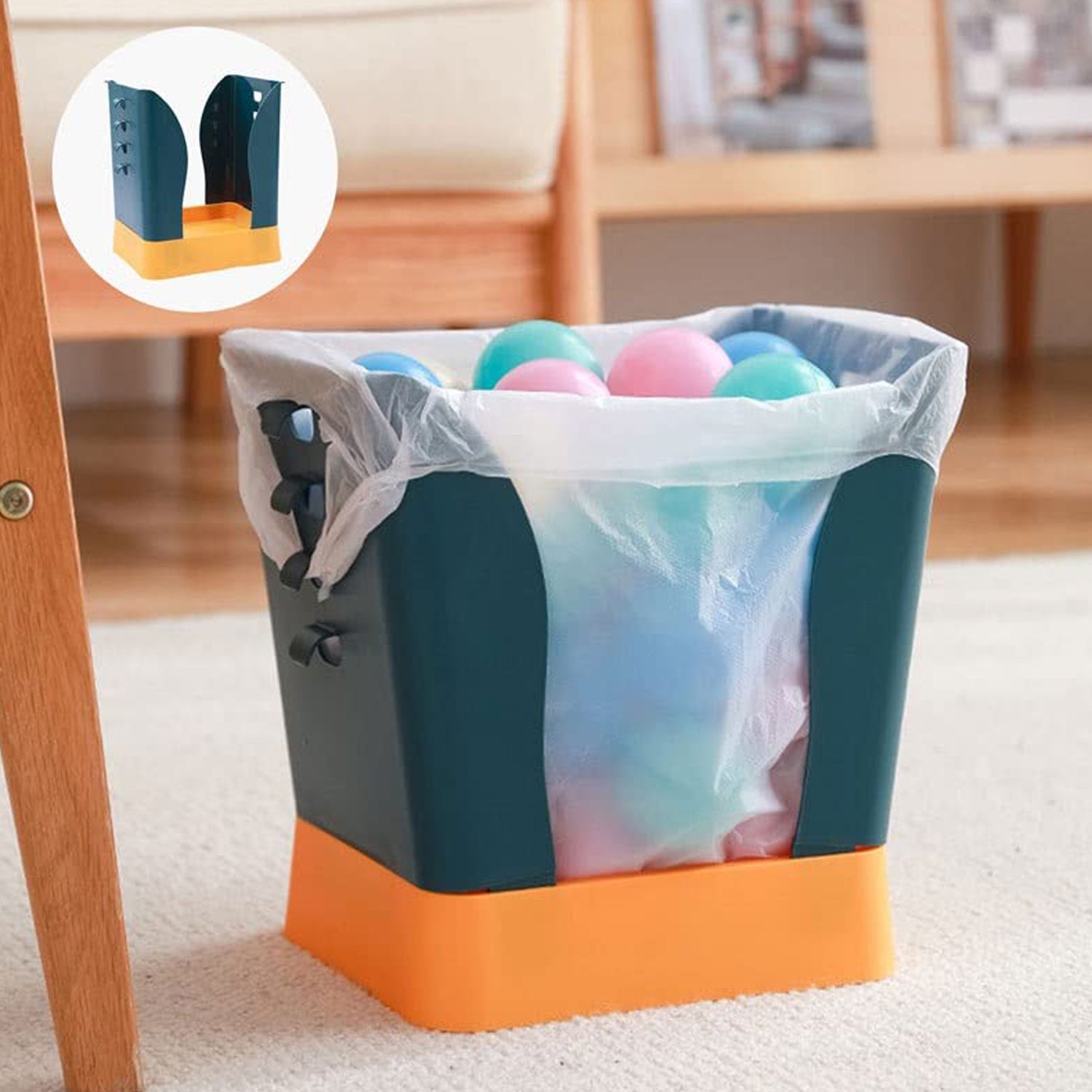 9451 Waste Bin, Trash Can, Waste Container, Expandable Trash Can, Plastic Trash Can, Plastic Garbage Can Expandable Trash Bag Holder Large Capacity for Kitchen Bathroom, Living Room Bedroom Outdoor (1 Pc) Eshaan Traders