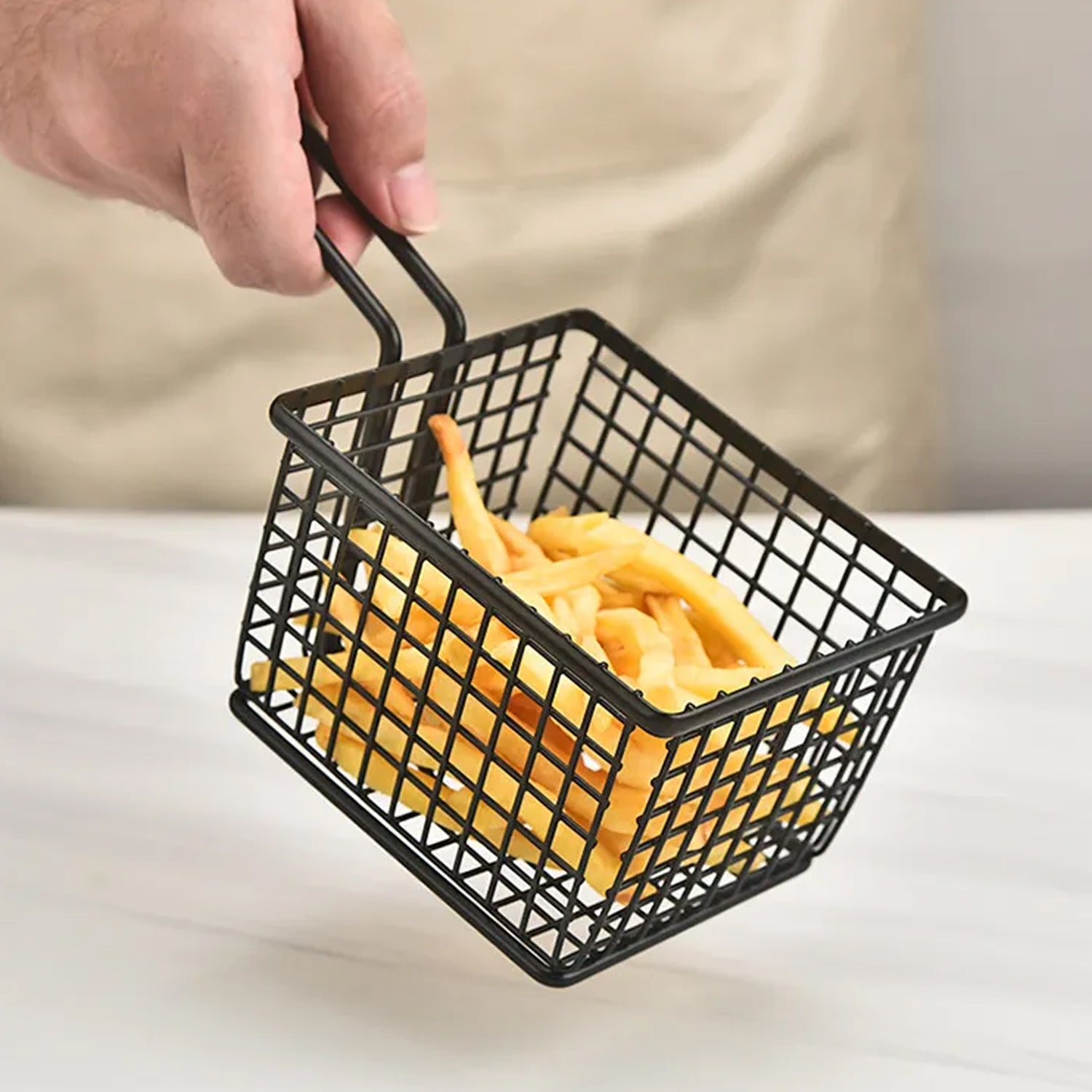 5972 frying baskets for chips Stainless Steel Snack Basket Potato Mesh Strainer Basket French Fries Food Basket Food Strainer Cooking Tools frying basket Eshaan Traders