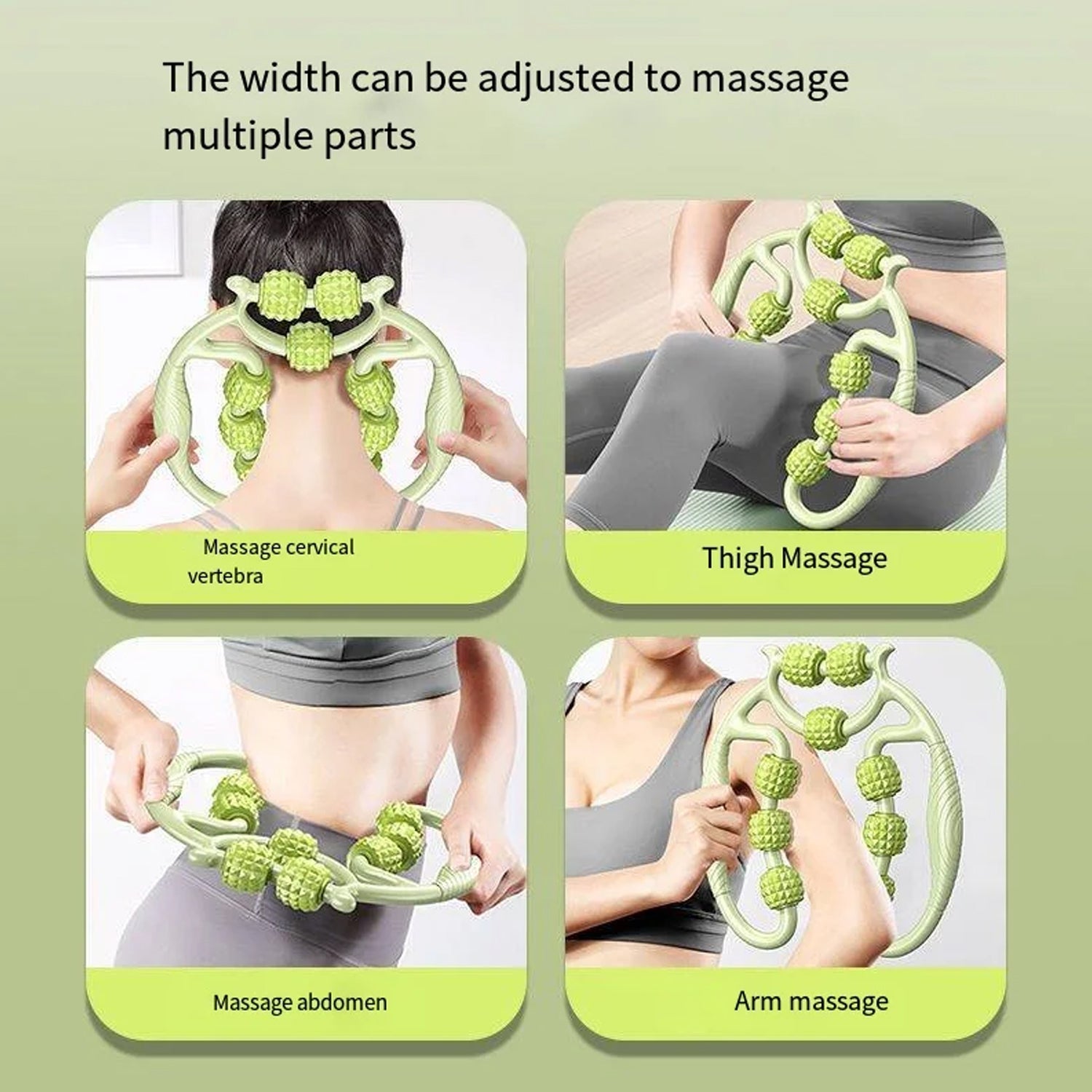 Muscle Massage Roller, 8 &10 Wheels Relieve Soreness Leg Muscle Roller Fitness Roller Muscle Relaxer Massage Roller Ring Clip All Round Massaging Uniform Force Elastic PP Drop Shaped for Home Use (1 Pc) Eshaan Traders