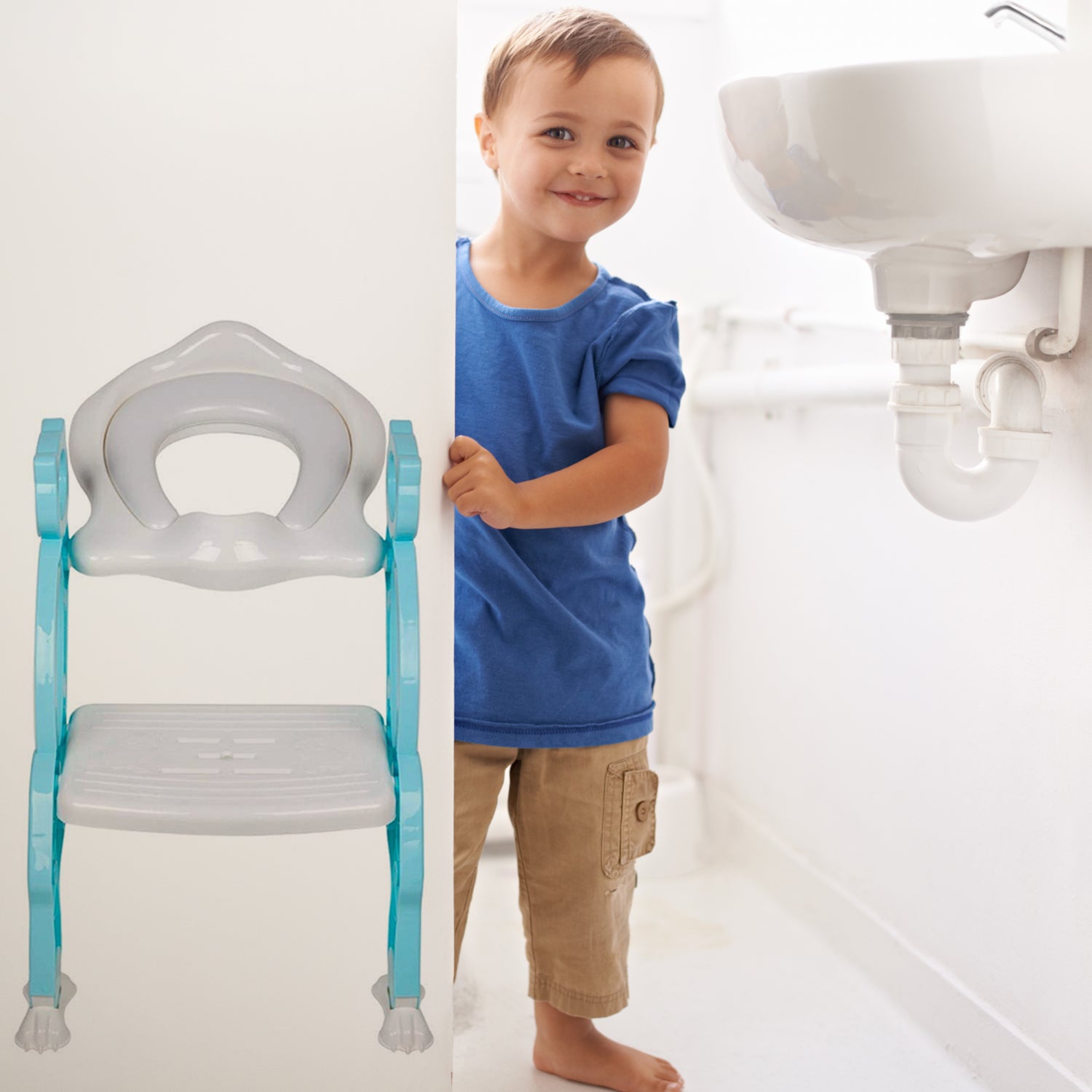 8492 2 In 1 Potty Training Toilet Seat with Step Stool Ladder for Boy and Girl Baby Toddler Kid Children’s Toilet Training Seat Chair with Soft Padded Seat and Sturdy Non-Slip Wide Step, Make Potty Easier For Your Kids (Multi-Color) Eshaan Traders