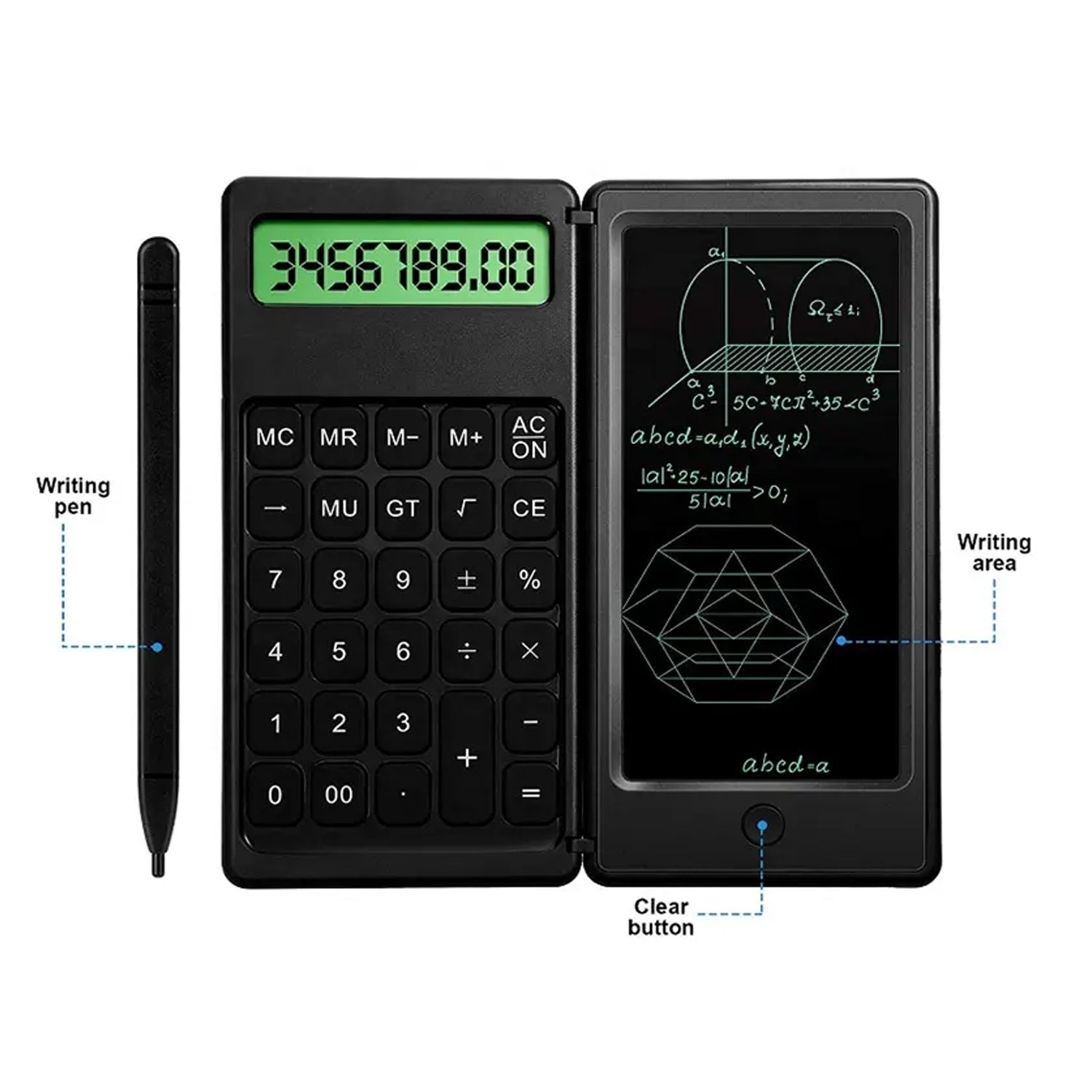 6739 Foldable Calculator With 6 Inch LCD Tablet Digital Drawing Pad Stylus Pen Erase Button Lock Function Smart Calculator   -01 Eshaan Traders