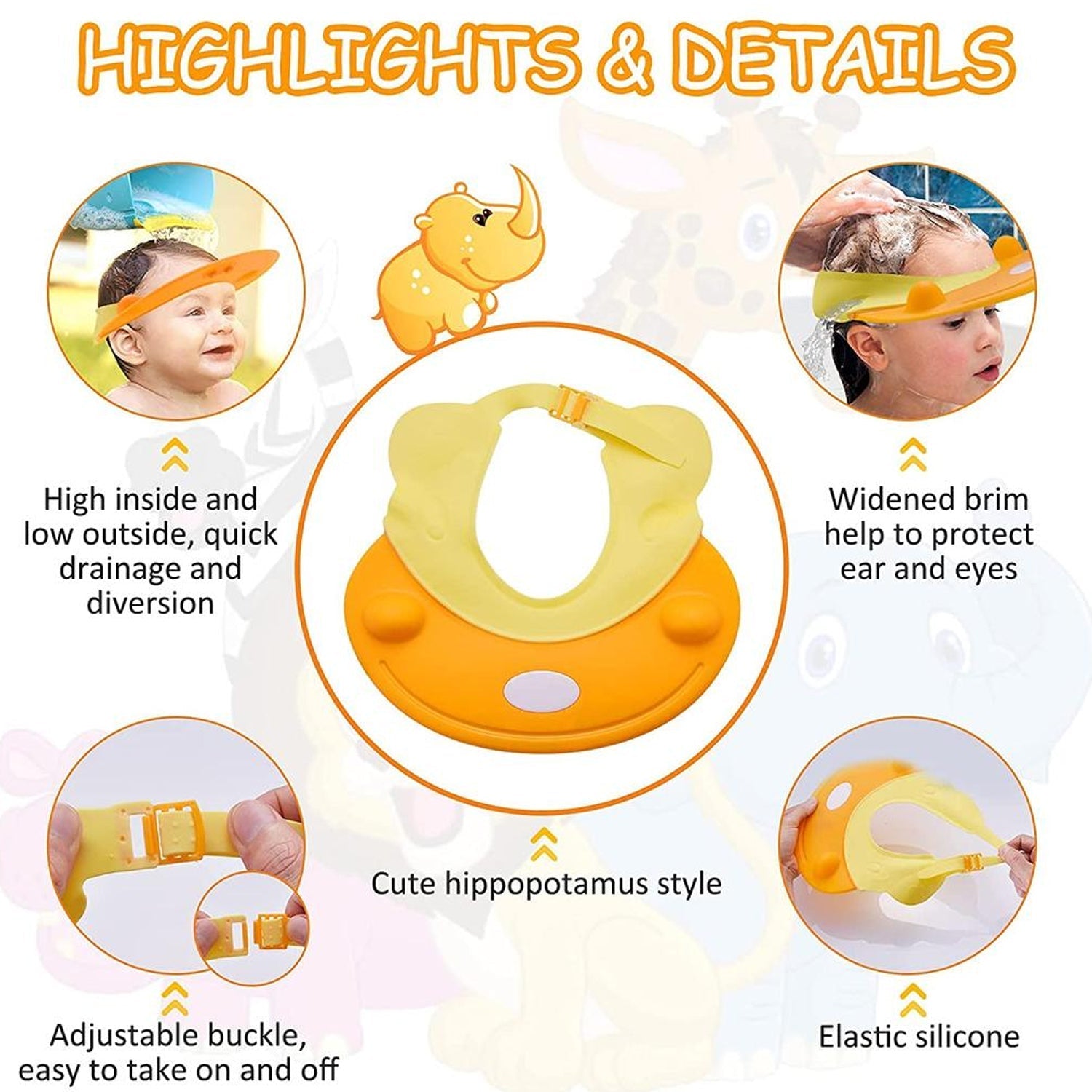 6641 Silicone Baby Shower Cap Bathing Baby Wash Hair Eye Ear Protector Hat for New Born Infants babies Baby Bath Cap Shower Protection For Eyes And Ear. Eshaan Traders