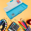 4260 Art & Stationery Cartoon Multi-functional Geometry Box for Boys with Inbuilt Calculator, 2 Sides Open and Double Sharpener Stationery Kit Pencil Box for Boys Art Plastic Pencil Box  for Girls and Boys Eshaan Traders