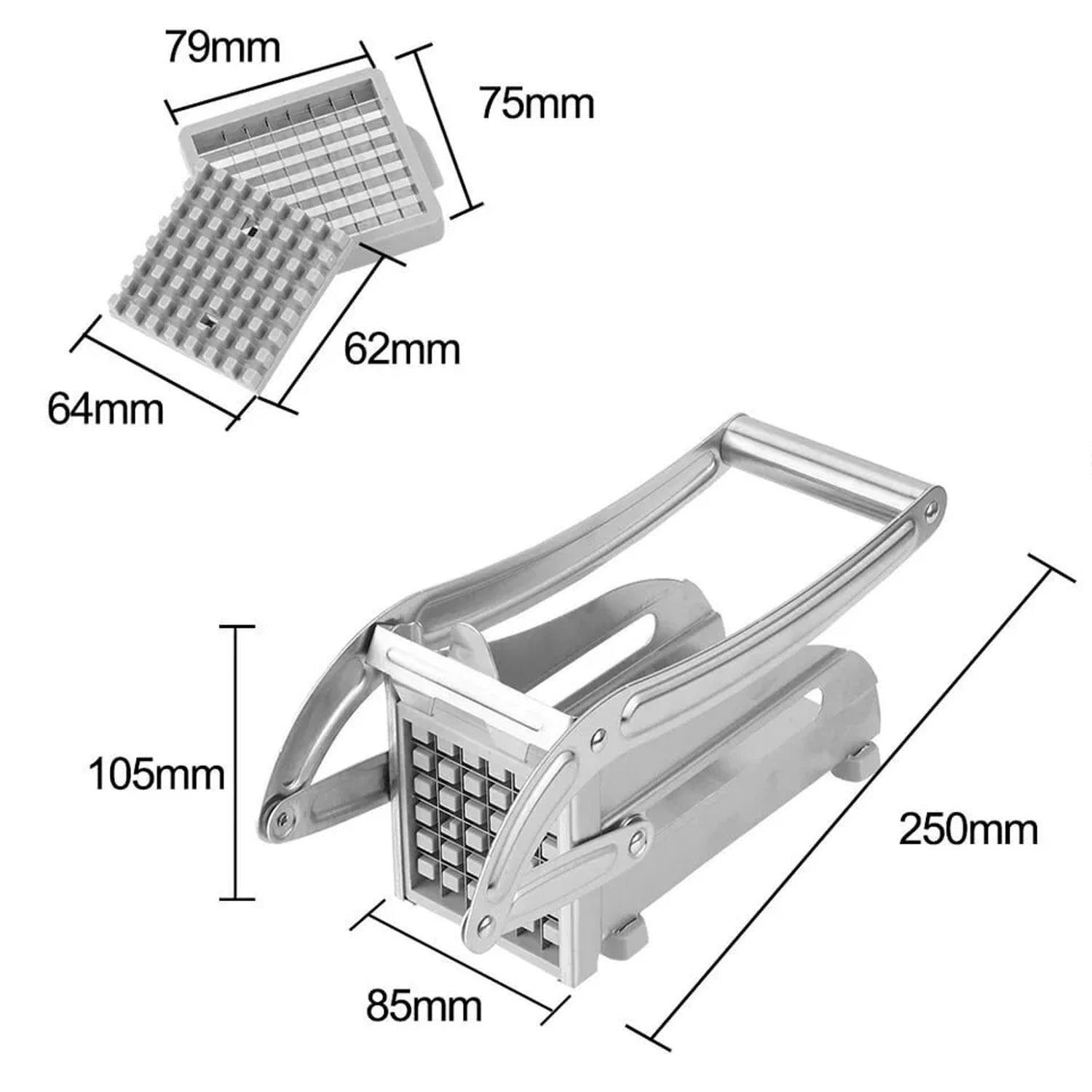 0083A STAINLESS STEEL FRENCH FRIES POTATO CHIPS STRIP CUTTER MACHINE WITH BLADE Eshaan Traders