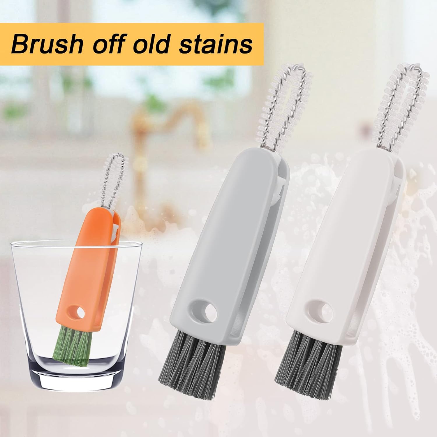 6483  3 in 1 Multifunctional Cleaning Brush Mini Glass Cover Cleaning Brush Bottle Cleaning Brush Set Cup Cleaner Brush Bottle Cap Detail Brush for Bottle Cup Cover Lid Home Kitchen Washing Tool (1 Pc) Eshaan Traders