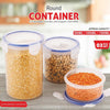 5828 Round Plastic Airtight Food Storage Containers with Leak Proof Locking Lid Storage container set of 3( Approx Capacity 500ml,1000ml,1500ml, Transparent) - 3 Pc Set Eshaan Traders