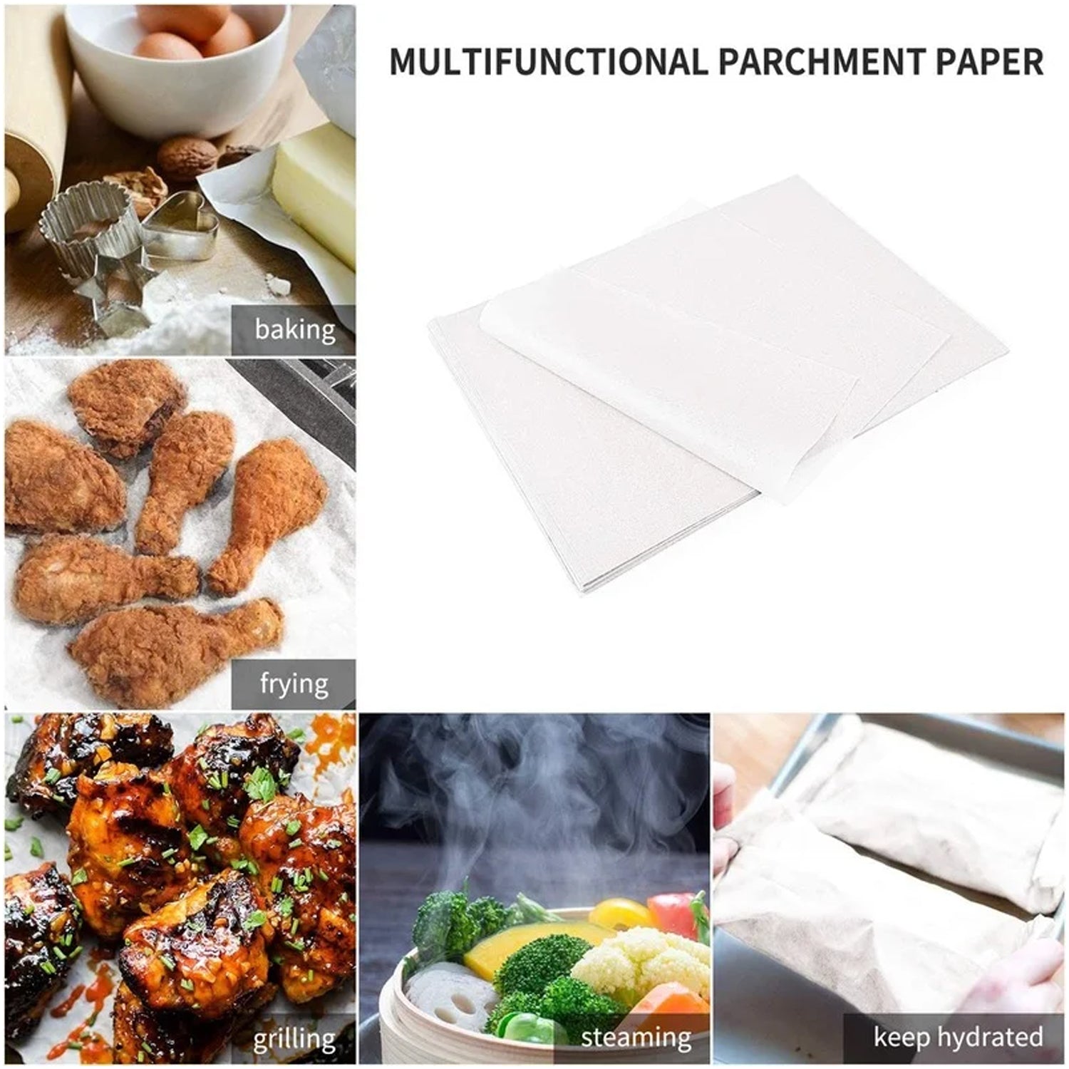 Non Stick Microwave & Oven Proof Parchment Paper/ Baking Paper/ Food Wraping Paper, Easy to Tear, Easy to Clean, for Grilling, Cooking, deep Fryer, White Eshaan Traders