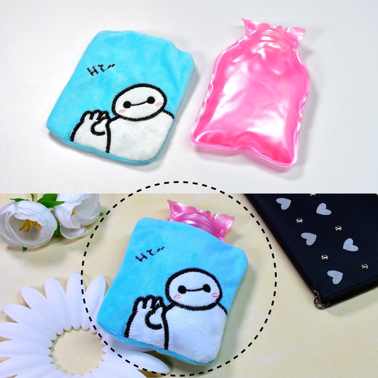 6525 Blue Baymax small Hot Water Bag with Cover for Pain Relief, Neck, Shoulder Pain and Hand, Feet Warmer, Menstrual Cramps. Eshaan Traders