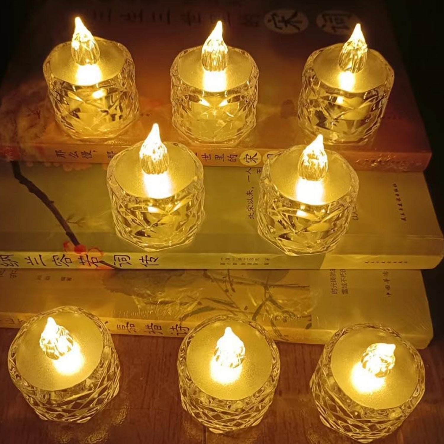 12 Pcs Flameless and Smokeless Decorative Acrylic Candles Transparent Led Tea Light Candle for Gifting, House, Diwali, Christmas, Festival, Events Decor Candles Eshaan Traders