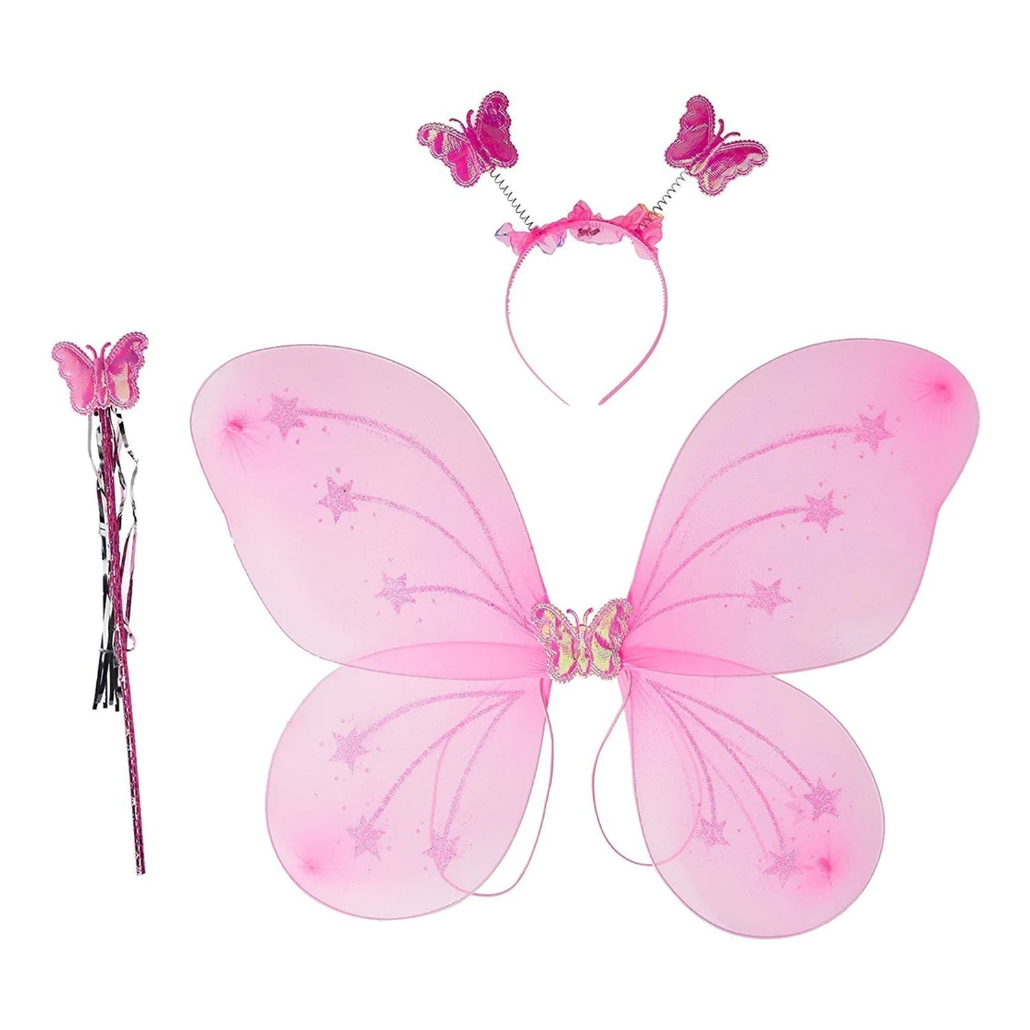 3293 Baby Girl's Fairy Nylon Butterfly Wings Costume Butterfly Fairy Angel Wing| Wand And Hairband Multi- Color For Party (1pc) Eshaan Traders