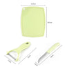 5207 Plastic Kitchen Peeler - Green & Classic Stainless Steel 3-Piece Knife Set Combo DeoDap