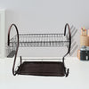 5950 2 Tier Dish Drying Rack Stainless Steel Large Dish Plate Rack Metal Strainer Dryer Racks Two Tier Dishes Drainer and Drain Tray with Utensil Eshaan Traders