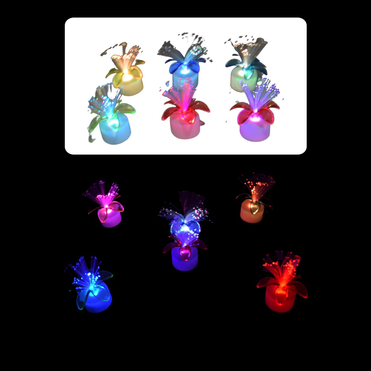 6237A Fiber Optic Light, Mini Color Change LED Table Centerpieces,  Light Up Candle - Pack of 6 Eshaan Traders