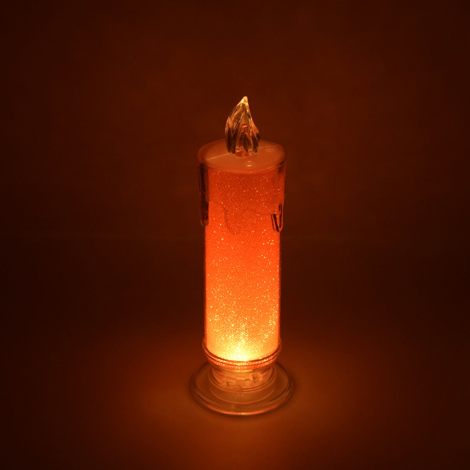 8438 Red LED Flameless Candles Battery Operated Pillar Candles Flickering Realistic Decorative Lamp Votive Transparent Flameless Ornament Tea Party Decorations for Hotel, Scene,Home Decor, Restaurant, Diwali Decoration Candle Crystal Lamp (1 Pc) Eshaan Traders