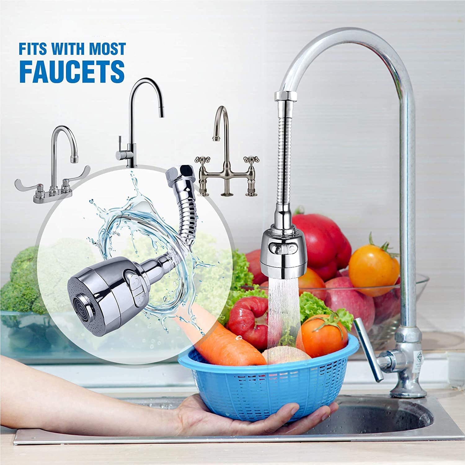 0596 Faucet Sprayer Attachment Jaywayne Kitchen Faucet Sprayer Movable Kitchen Faucet Head 360° Rotatable Anti -Splash Tap Booster Shower and Water Saving Faucet for Kitchen (1 Pc) Eshaan Traders