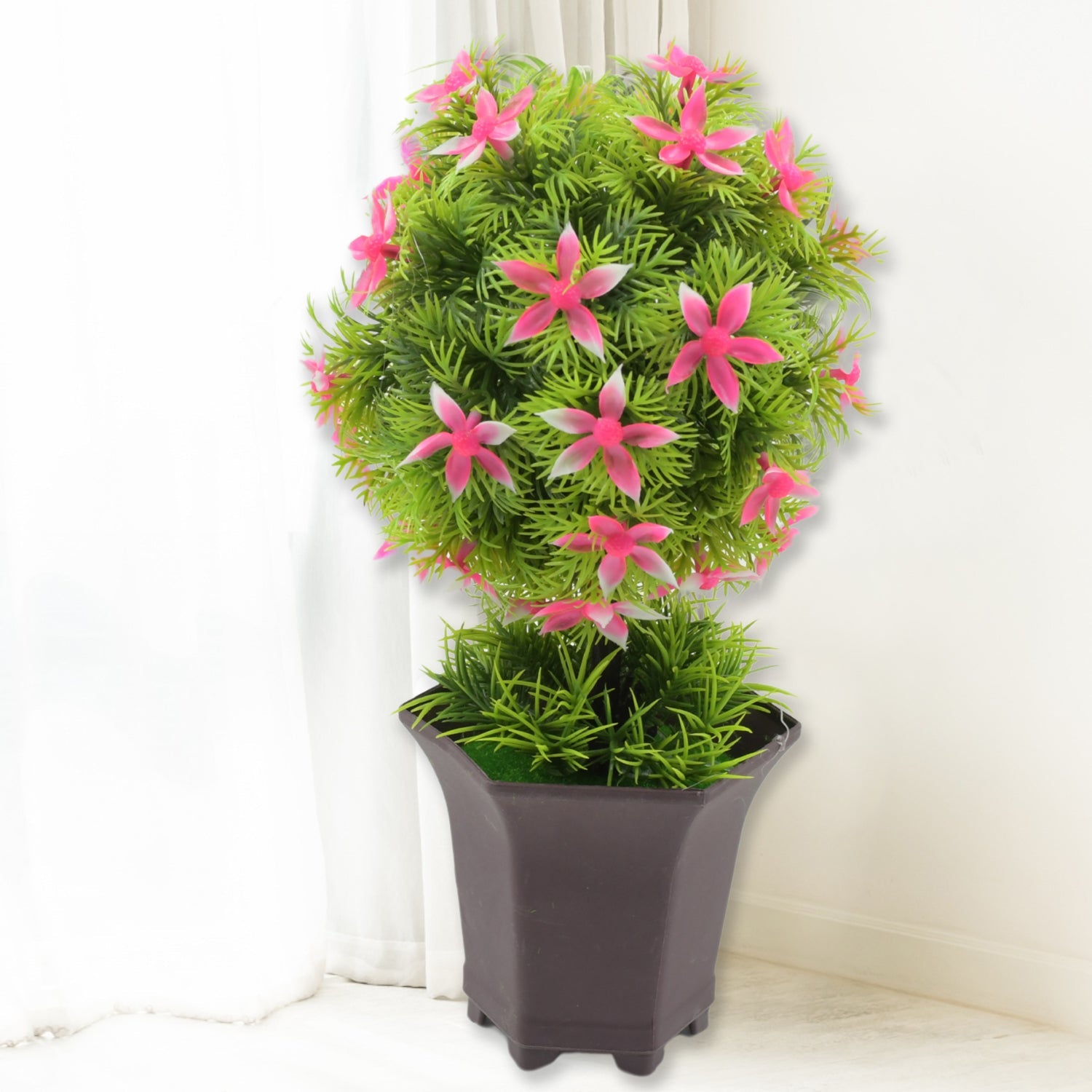 Wild Artificial Flower Plants with Cute Pot | Flower Plant for Home Office Decor | Tabletop and Desk Decoration | Artificial Flower for Balcony Indoor Decor, Plants for Living Room (1 Pc) Eshaan Traders