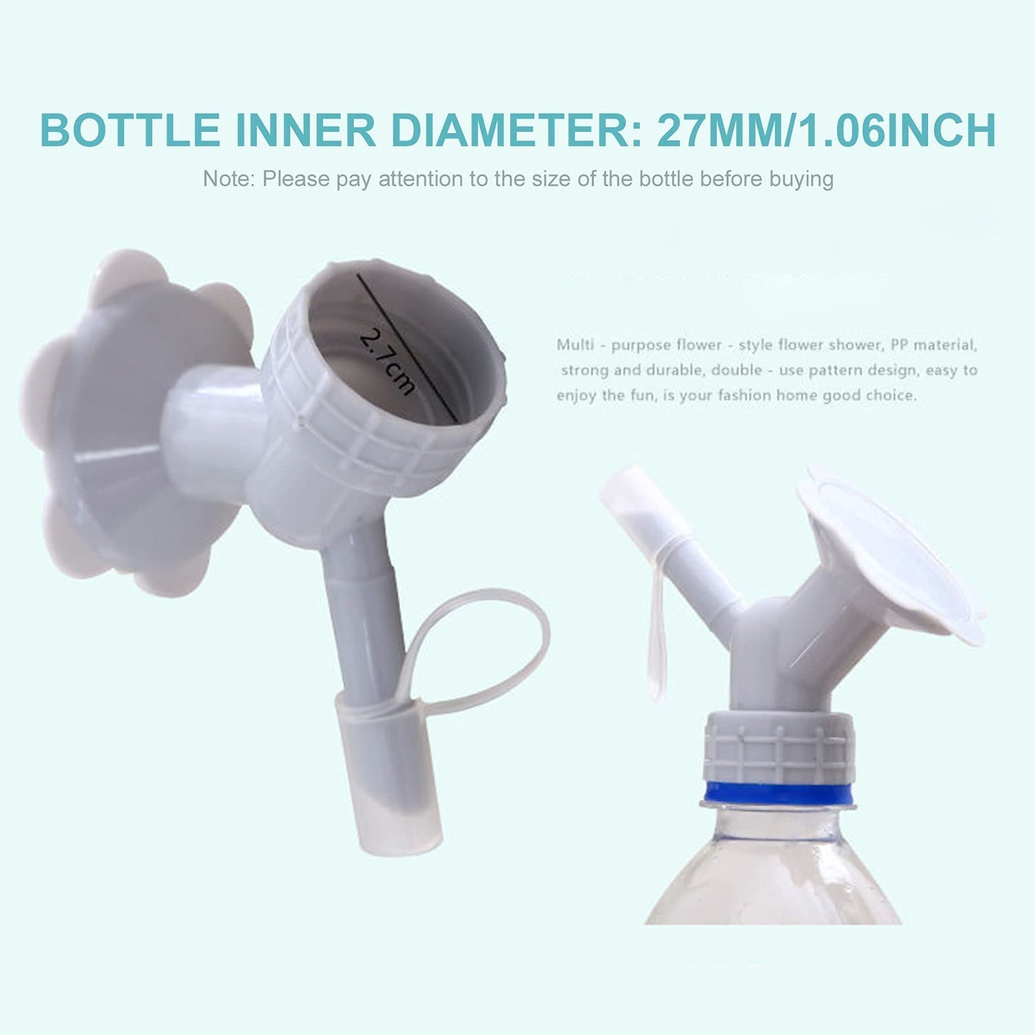 4978   2 in 1 Bottle Cap Sprinkler Dual Head Bottle Watering Spout Double Ended Bottle Watering Nozzle  Watering Can Nozzle for Indoor Seedlings Plant Garden Tool DeoDap