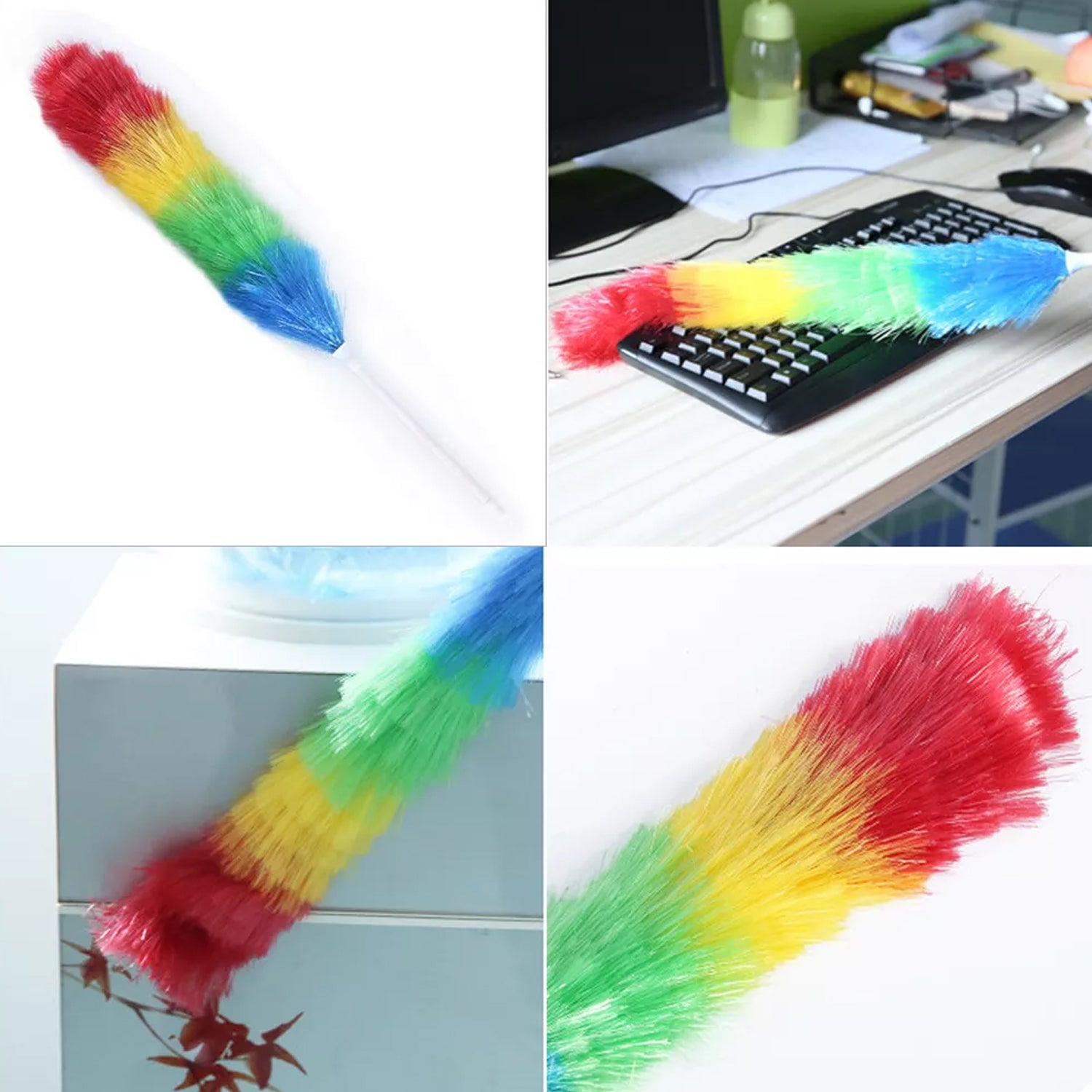 6321 Colorful Feather Duster | Microfiber Duster for Cleaning | Dusting Stick | Dusting Brush DeoDap