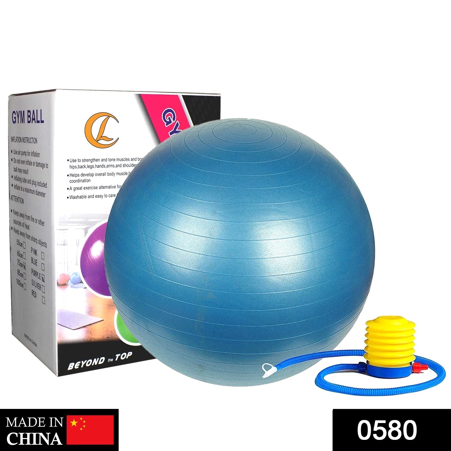 580 Anti-Burst Gym Ball with Pump (75 cm) DeoDap