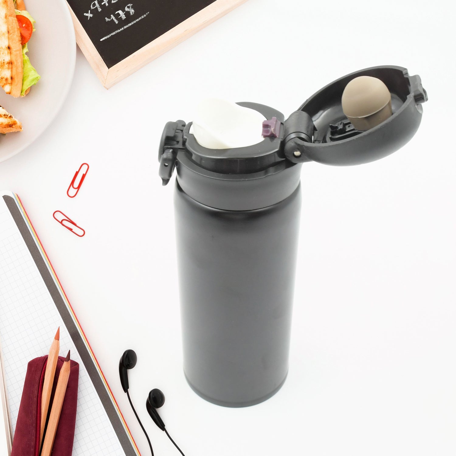 12502 Vacuum Insulation Cup with Lid, Stainless Steel, Hot & Cold Water Bottle Coffee, Double Walled Carry Flask for Travel, Home, Office (1 Pc) Eshaan Traders