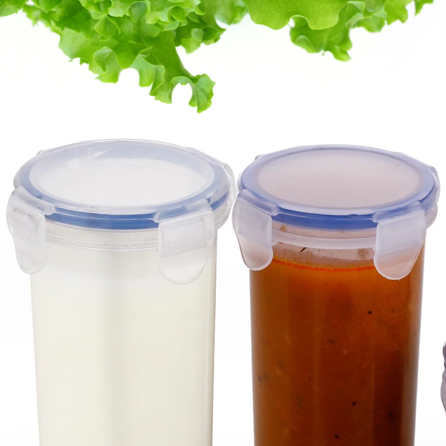 5830 Plastic Liquid Round Airtight Food Storage Container with Leak Proof Locking Lid BPA Free Container for Kitchen, 5 Pcs Set (Transparent,  ( Approx Capacity 110 ml,160 ml,210 ml,400 ml,500 ml) Eshaan Traders